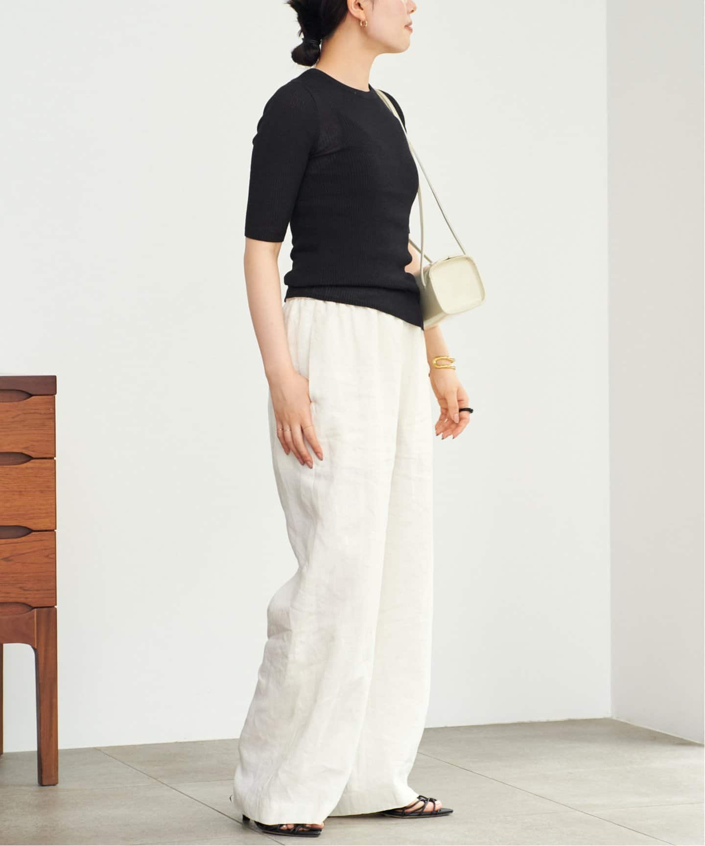 【今季】Plage/プラージュ　Sheer Rib ニット　ホワイト plage（プラージュ）の「《追加》SHEER RIB POLO ニット（ニット