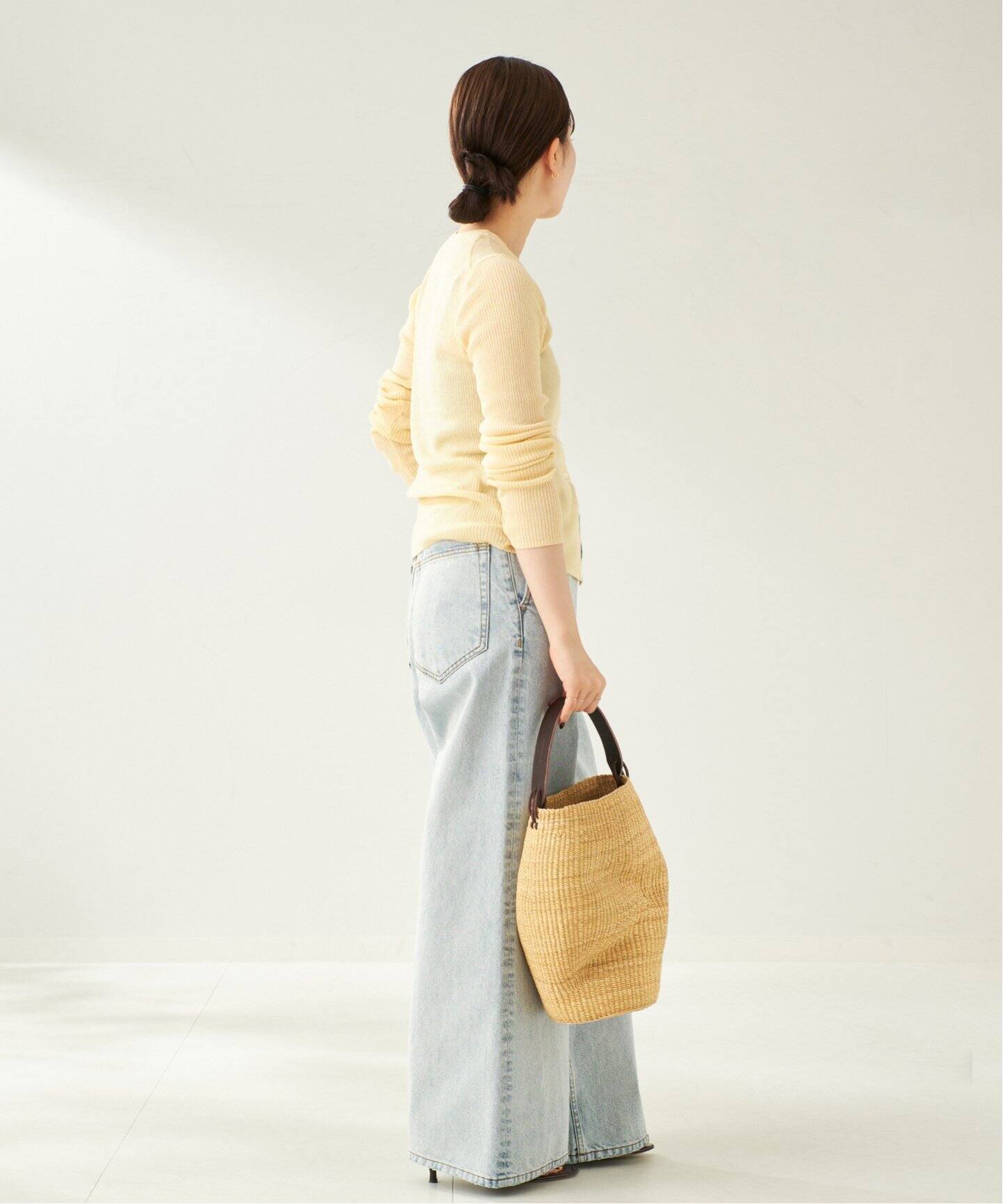 【美品】plage whisper rib sheer カーディガン ホワイトA whisper rib sheer カーディガン（カーディガン）｜Plage