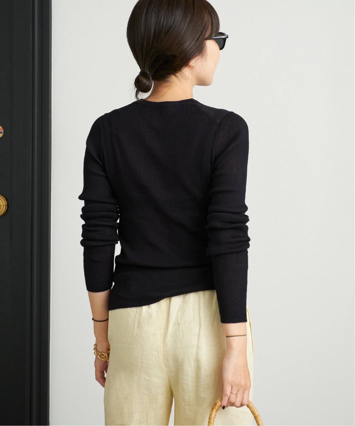 plage whisper rib カーディガン　ブラック 追加》whisper rib sheer カーディガン（カーディガン）｜Plage