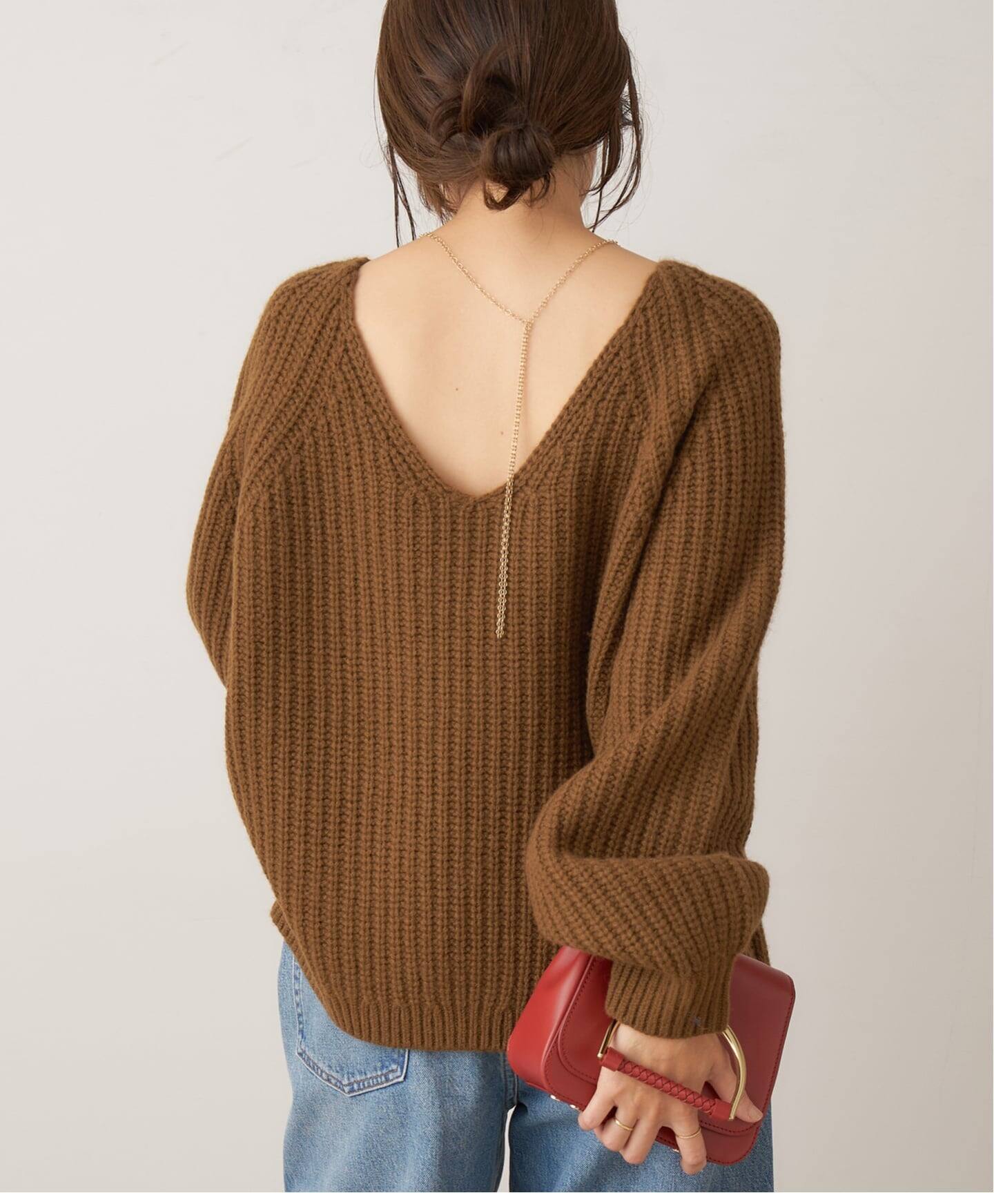 25日まで！新品タグ付Plage Alpaca Open Back ニット プラージュ Plage 《追加》HENLEY ALPACA mix プルオーバー （グレー