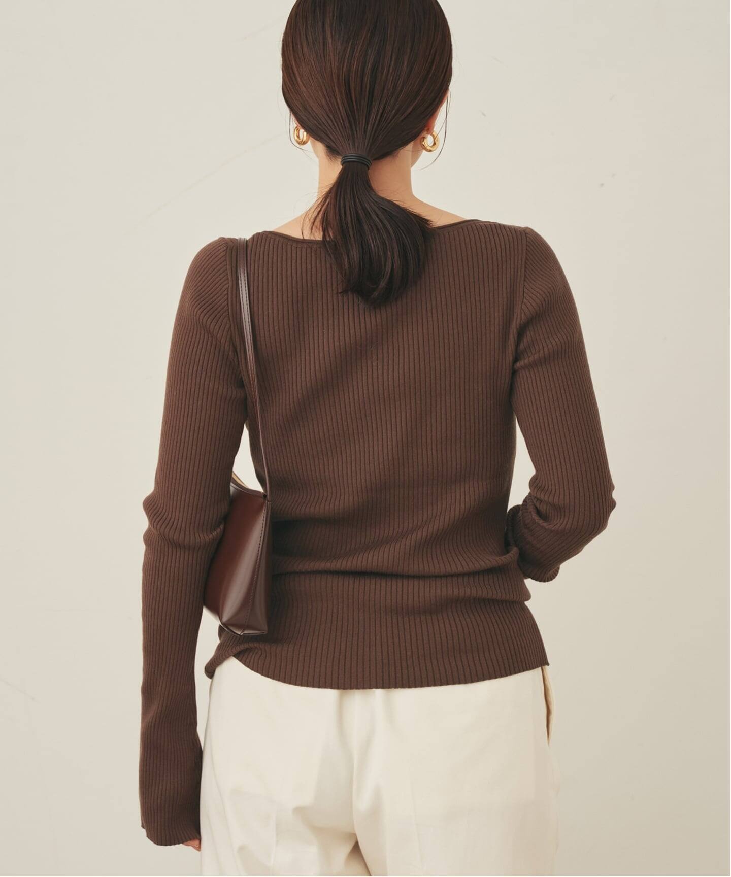 Plage easy care rib プルオーバー ブラウン easy care wide rib プルオーバー（ニット／セーター）｜Plage