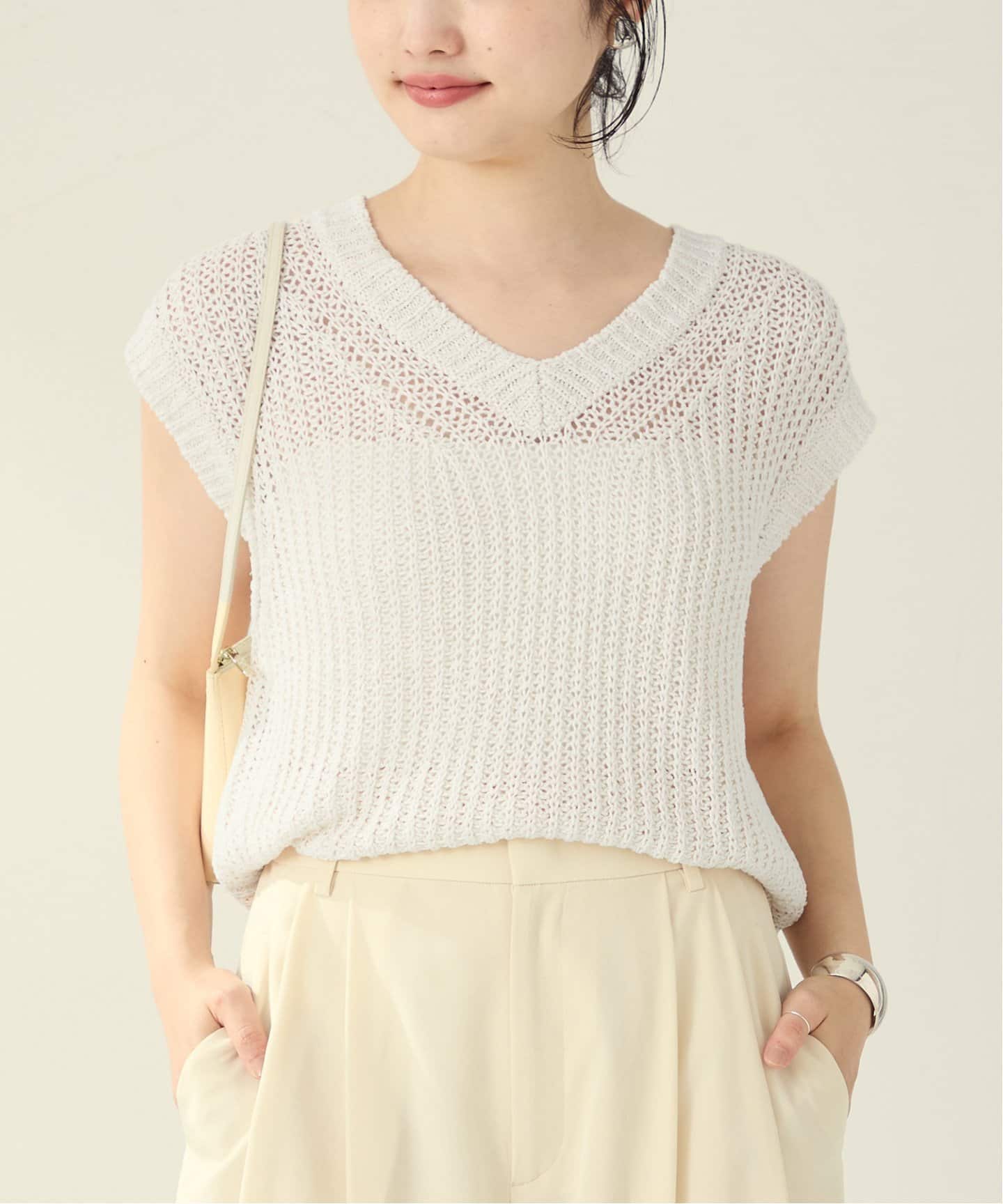 SILK-LINEN LILY Vネック ニット（ニット／セーター）｜Plage