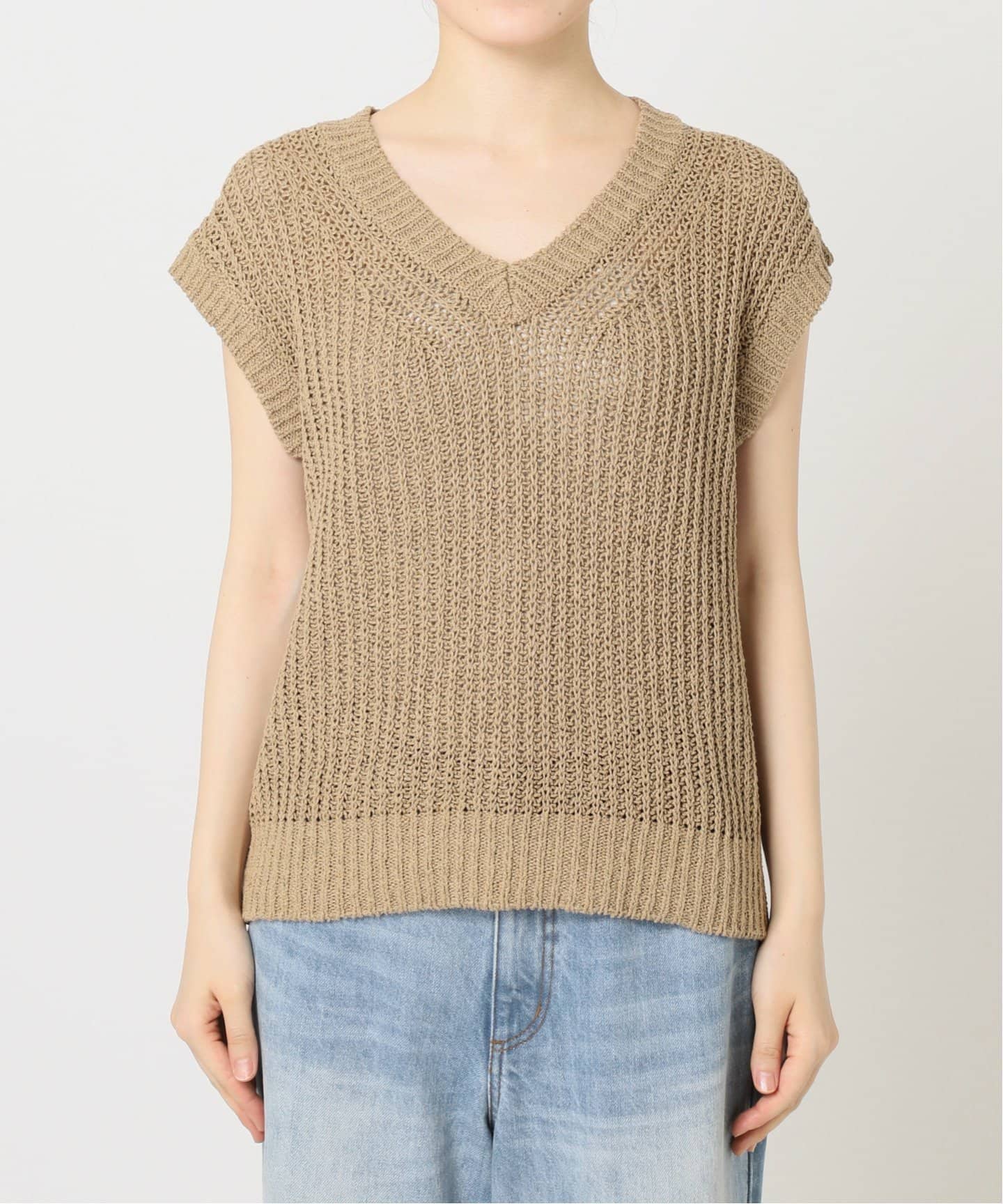 SILK-LINEN LILY Vネック ニット（ニット／セーター）｜Plage