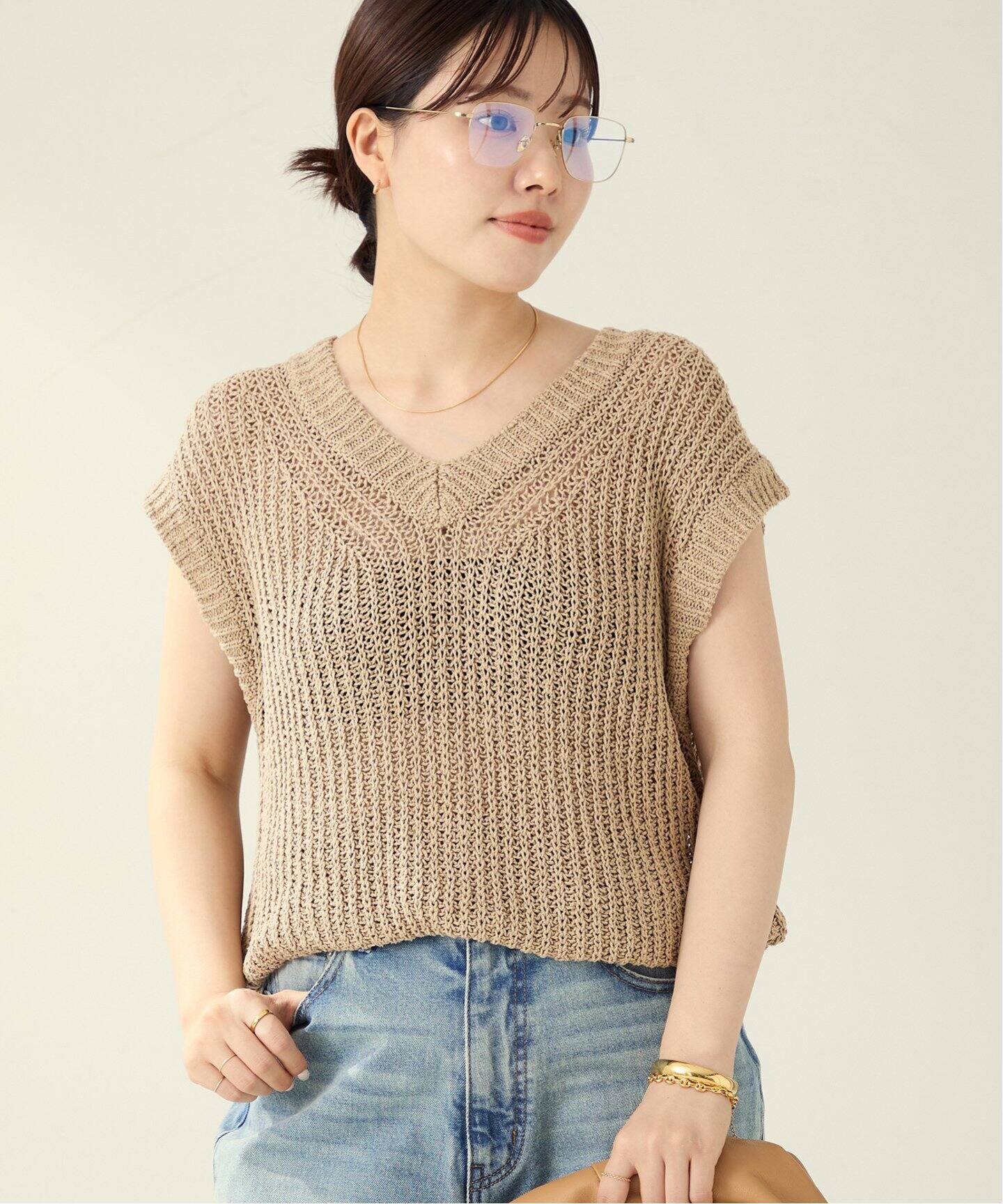 SILK-LINEN LILY Vネック ニット（ニット／セーター）｜Plage 