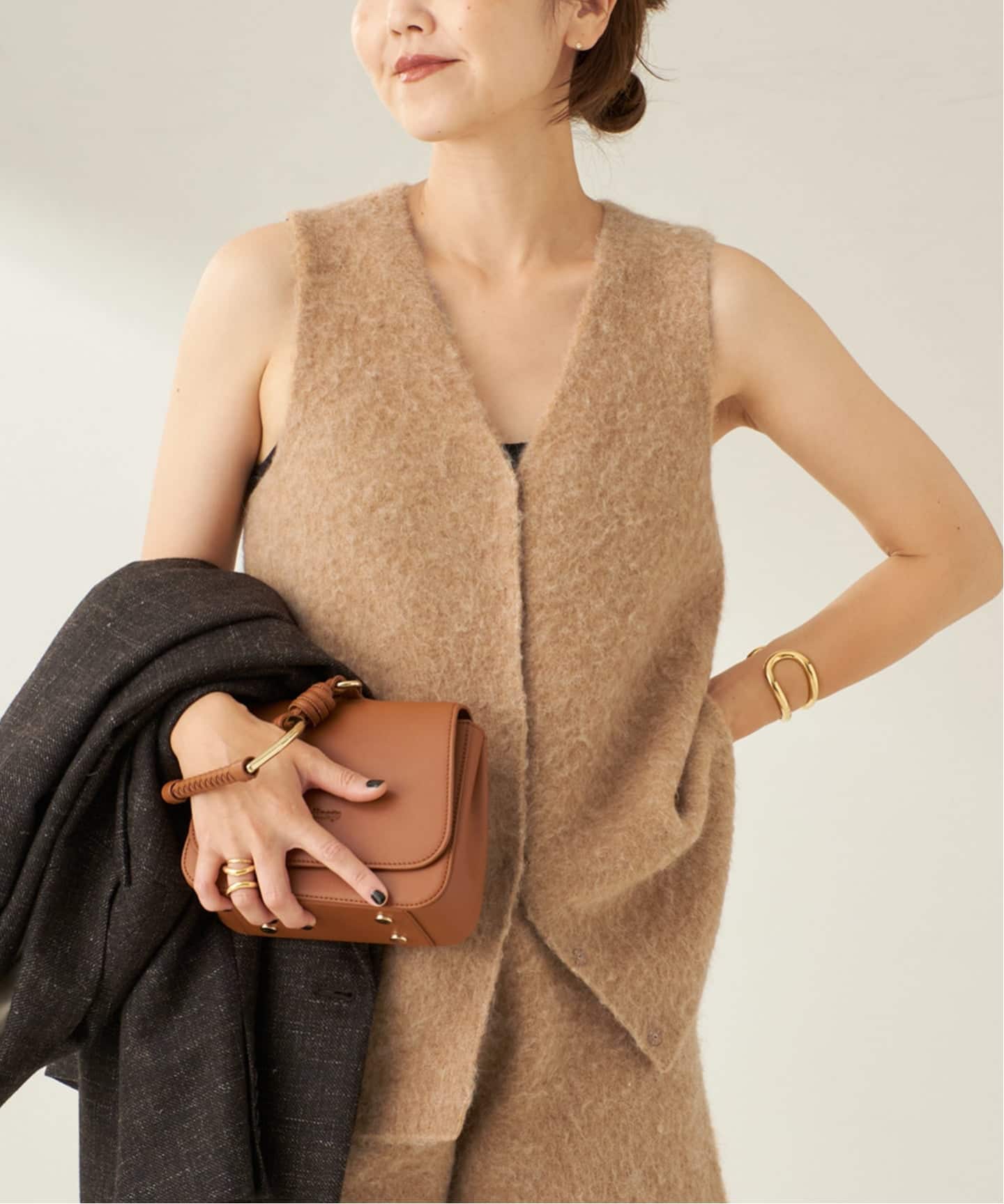 美品 Plage プラージュ 定価1.7万円 ニット アルパカ キャメル プラージュ Plage アルパカMix STRING ニット （ホワイト