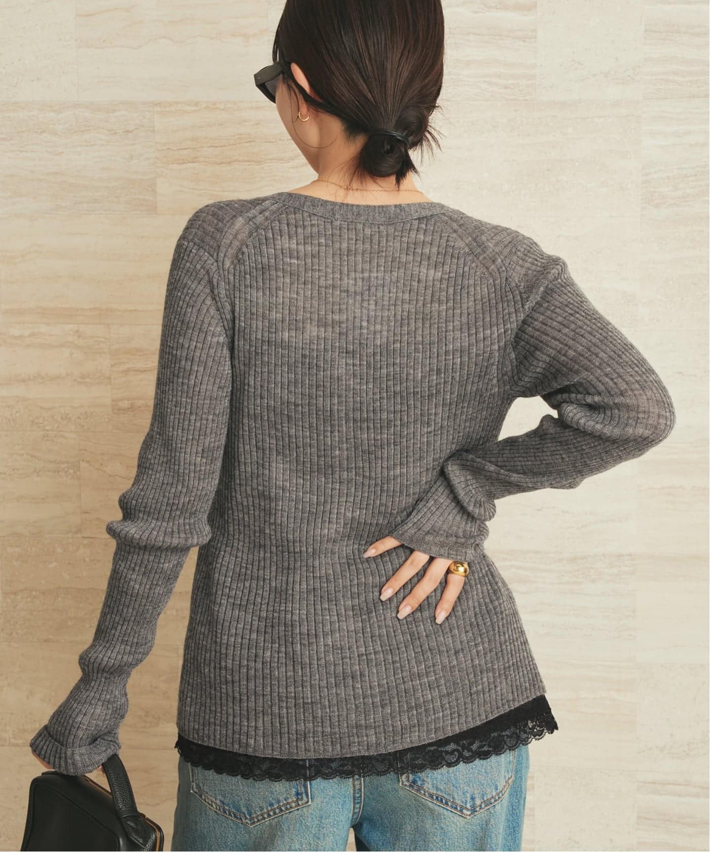 今期 plage RIB BUTTON カーディガン ブラウン プラージュ プラージュ Plage 《予約》RIB BUTTON カーディガン （ブラウン