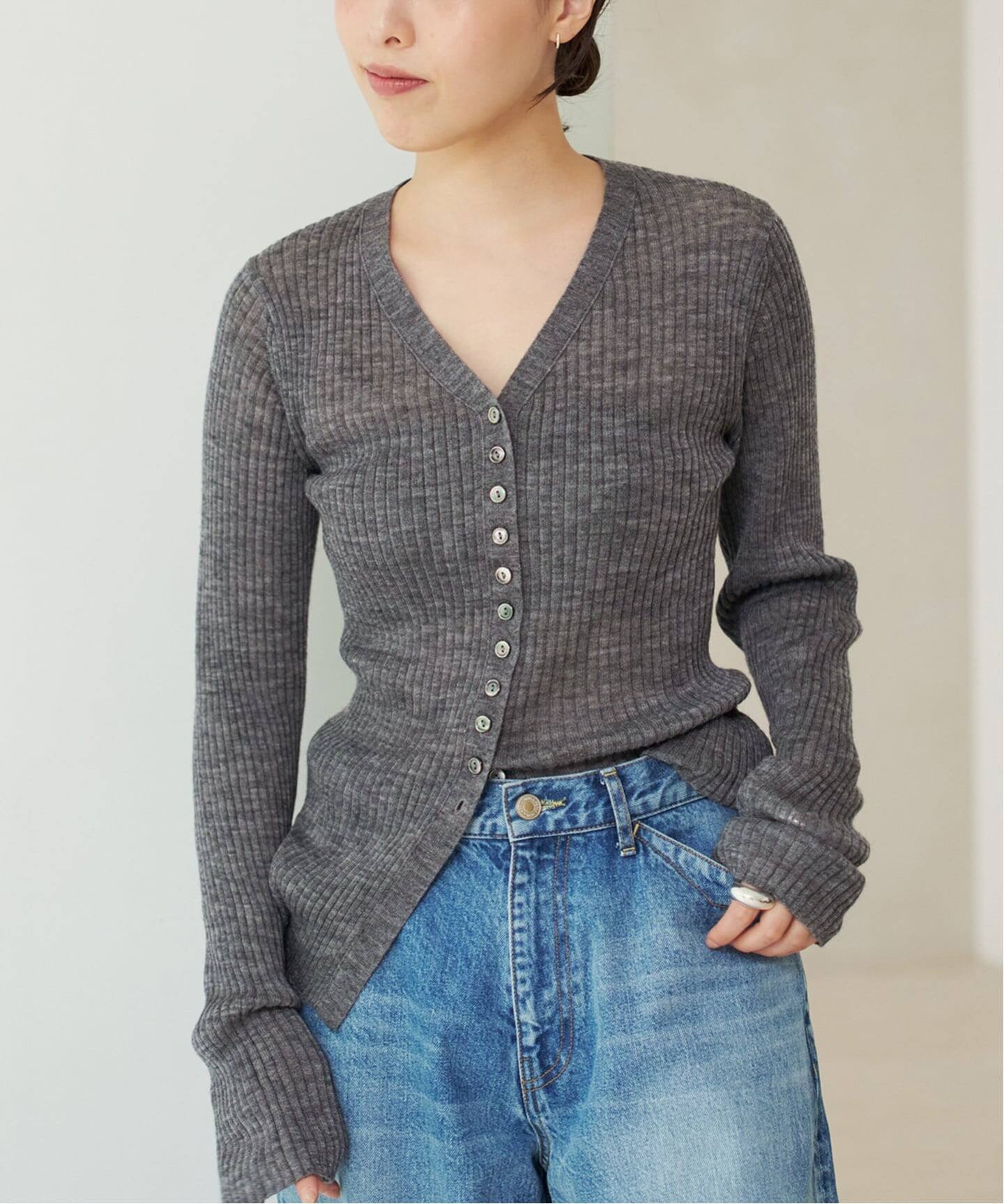 値下げ可　RIB BUTTON カーディガン　Plage プラージュ　新品 RIB BUTTON カーディガン（カーディガン）｜Plage（プラージュ