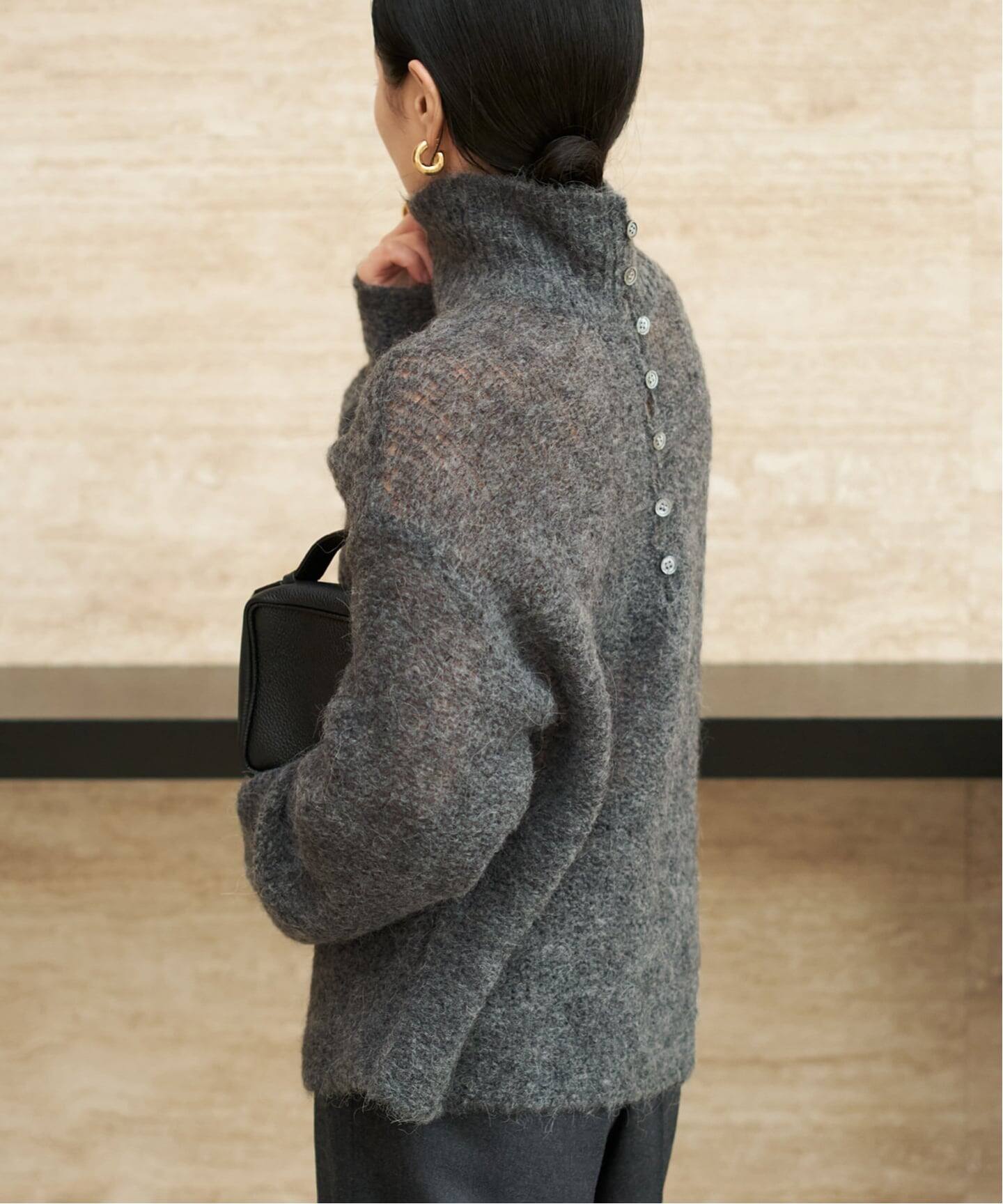 【新品即発送】plage　ALPACA MIX BUTTON ニット　グレー ALPACA MIX BUTTON ニット（ニット／セーター）｜Plage（プラージュ