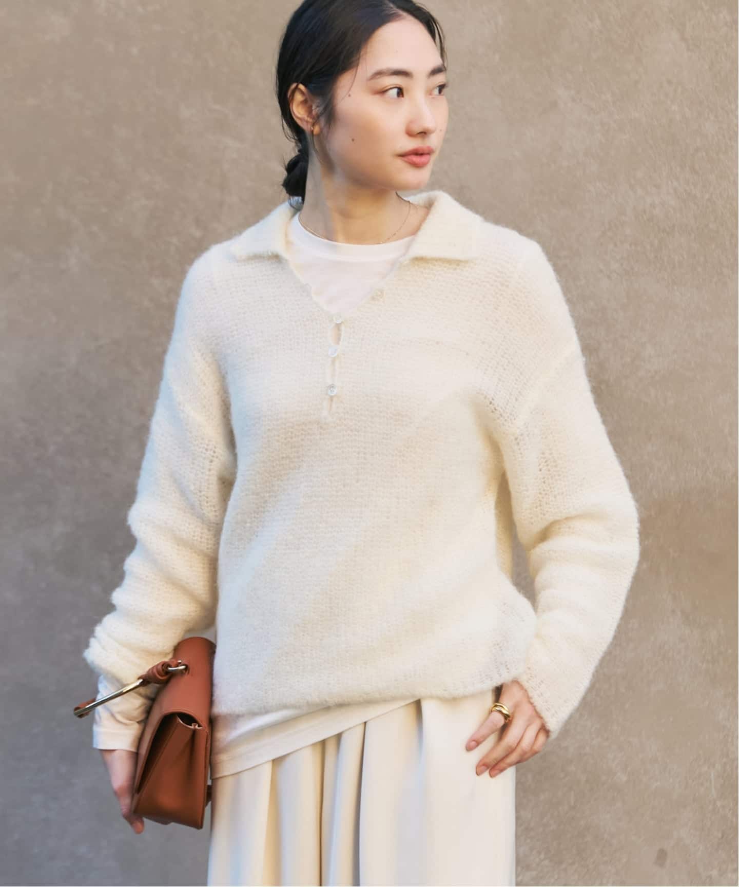 plage ALPACA MIX BUTTON ニット　ホワイト 追加予約》ALPACA MIX BUTTON ニット 3（ニット／セーター）｜Plage