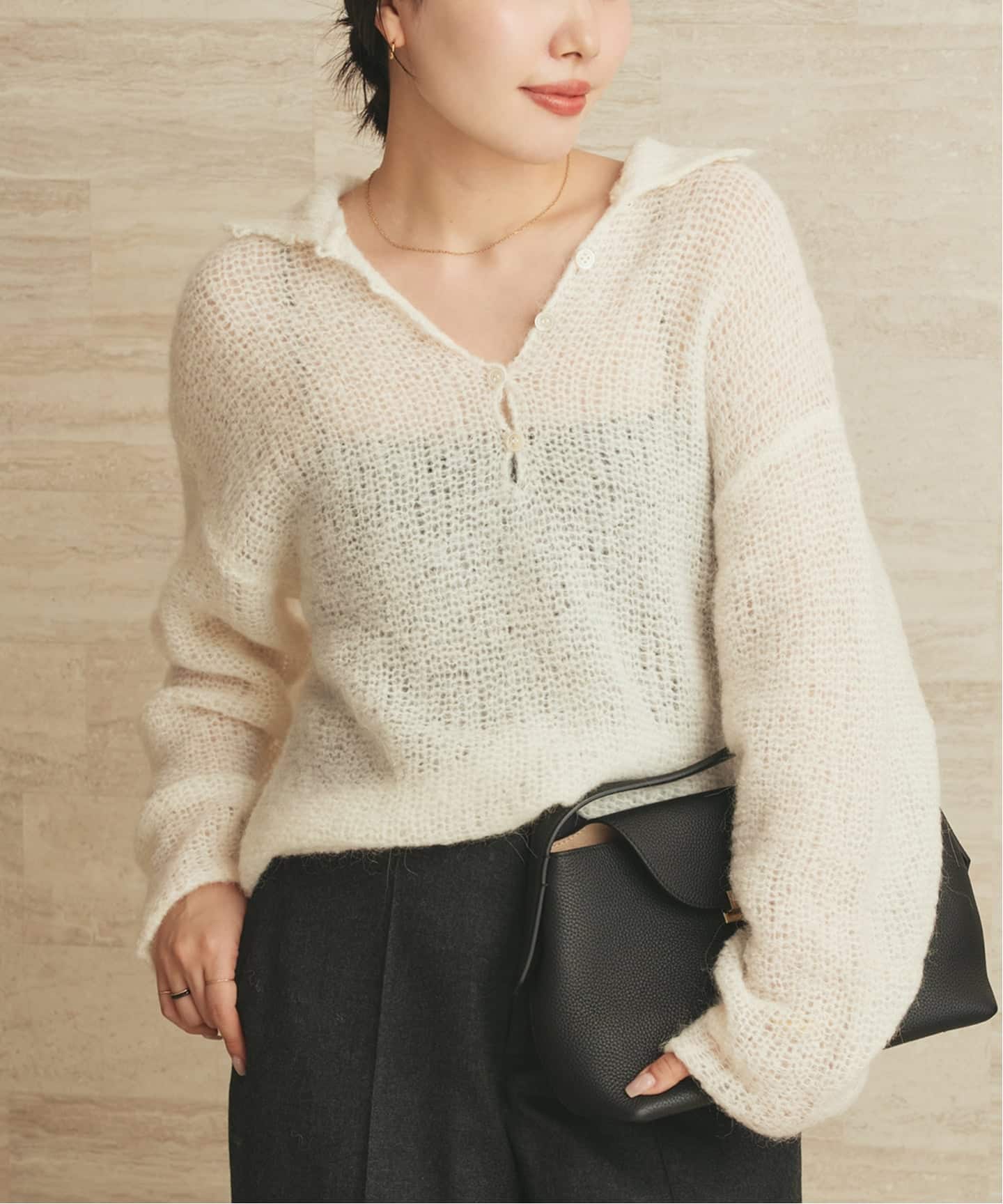 -plage- ALPACA MIX BUTTON ニット 追加》ALPACA MIX BUTTON ニット 3（ニット／セーター）｜Plage