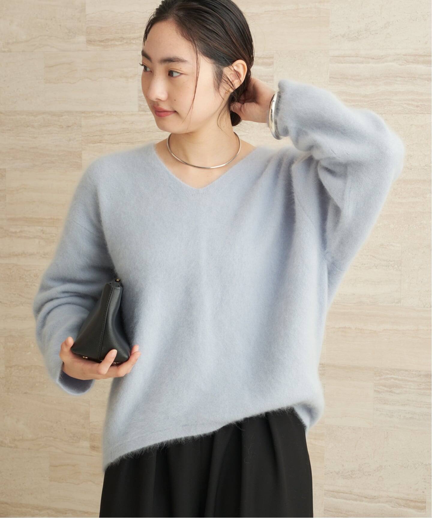 【ほぼ未使用✨】Plage ふわふわ　FUR Vプルオーバー　チョコレート　軽い ほぼ未使用✨】Plage ふわふわ FUR Vプルオーバー チョコレート 軽い