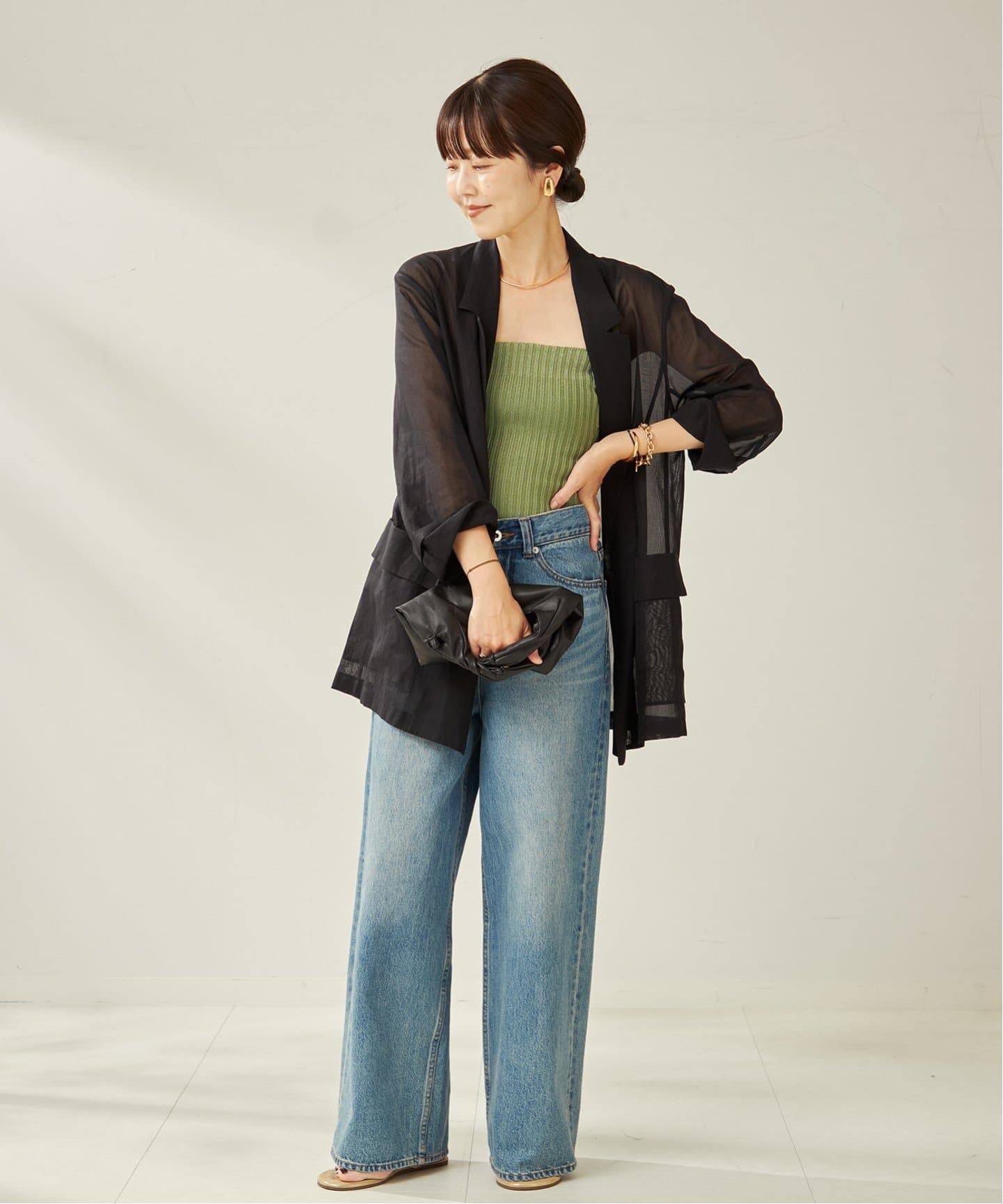 GENES / ジェネス DALIA TOP GREEN ニット（ニット／セーター