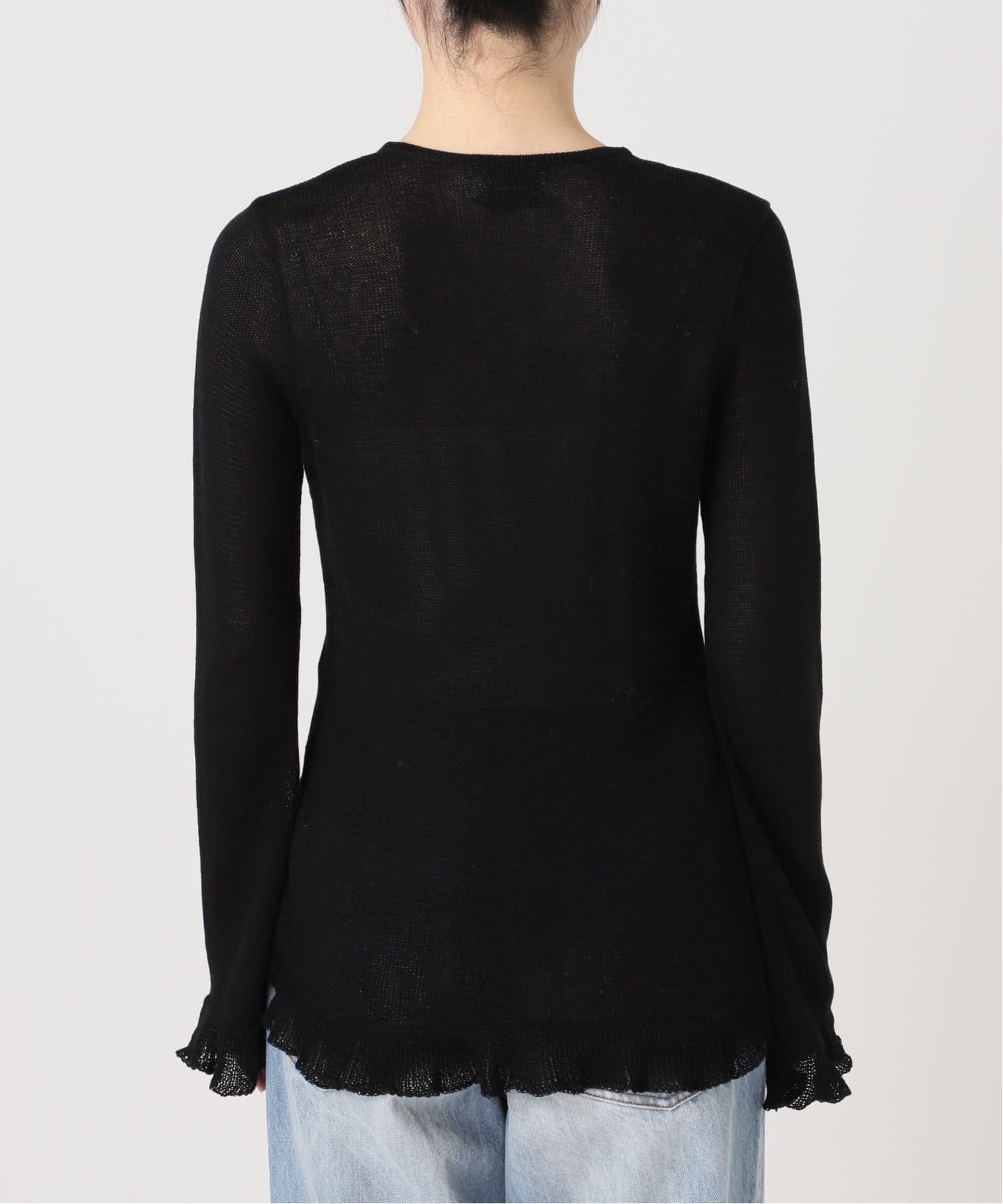 plage CARMER リネン カーディガン ブラック GENES / ジェネス NAOMI TOP BLACK カーディガン（カーディガン