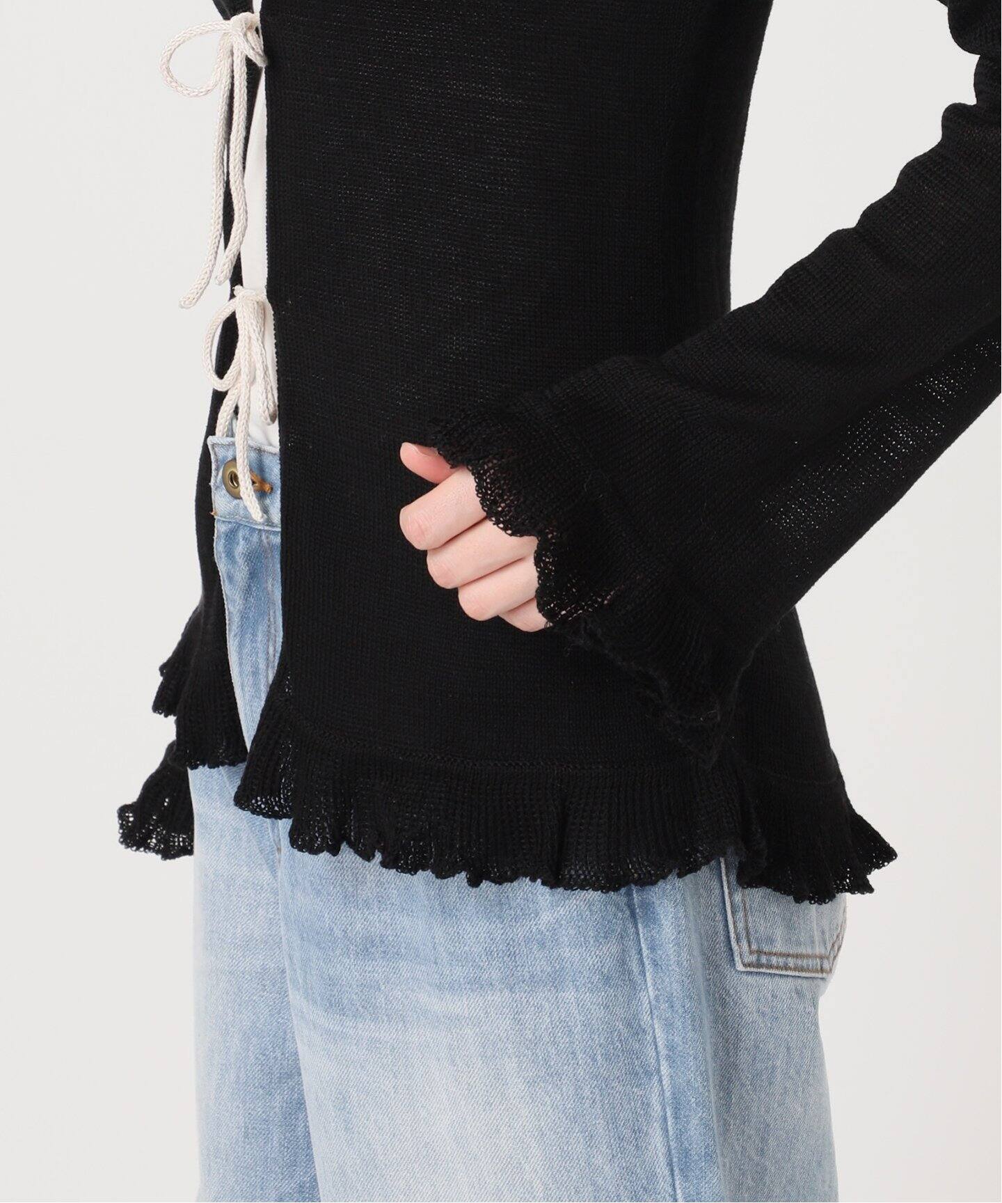 【新品未使用】Plage genes ニットカーディガン S GENES / ジェネス NAOMI TOP BLACK カーディガン（カーディガン