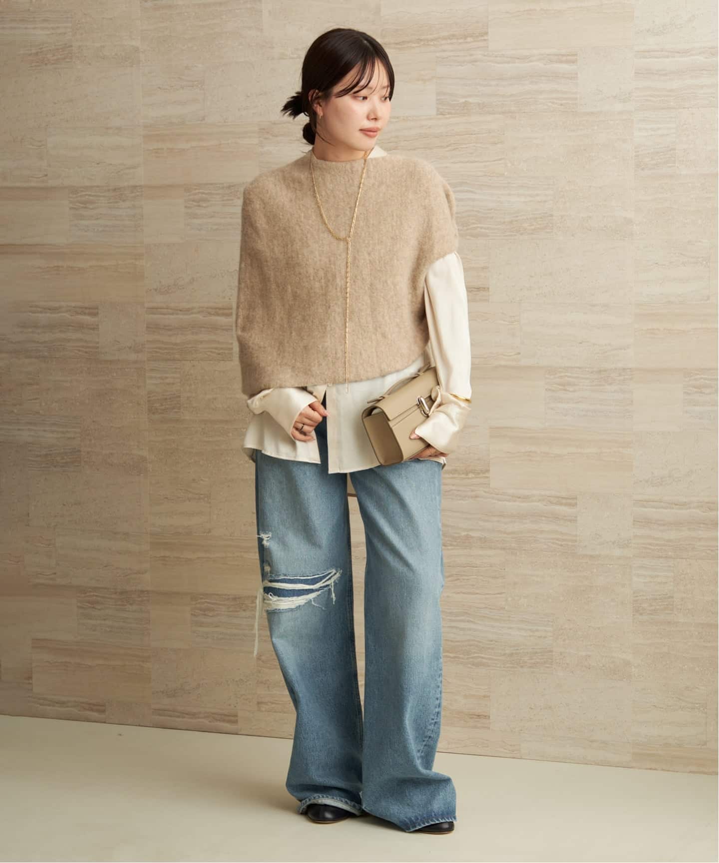 LAUREN MANOOGIAN ローレン マヌージアン ニット セーター トップス カットソー 22秋冬 ナチュラル FREE 長袖 クルーネック アルパカ NEW SURI ベーシック 暖かい オフィス カジュアル きれいめ ブランド シンプル 無地【レディース】【中古】【美品】【K3682】 LAUREN MANOOGIAN ローレン マヌージアン ニット セーター トップス