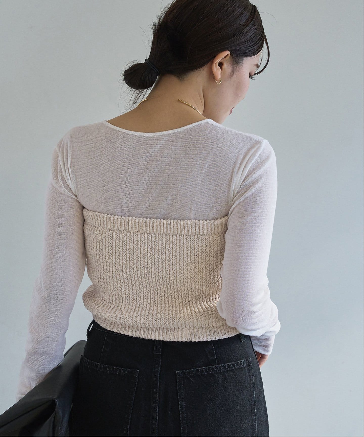 タイムセ-ル　plage　PAN 別注 RIB SQ/N MIDDLE SL PAN/パン 別注 RIB SQ/N MIDDLE SLトップス（ニット／セーター