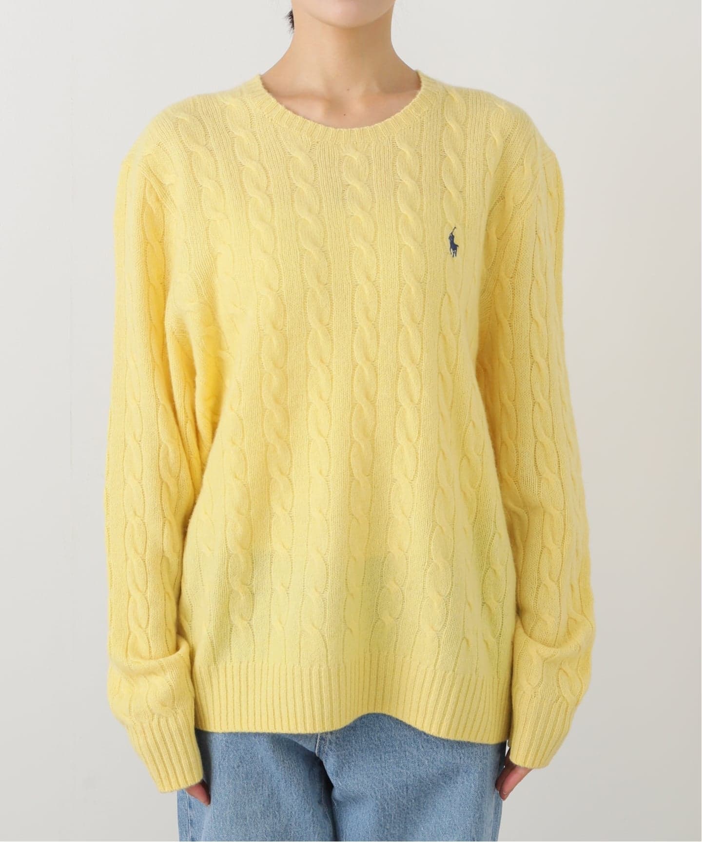 【未使用】POLO RALPH LAULEN ポロラルフローレン　黄色ニット　L POLO RALPH LAUREN / ポロ ラルフ ローレン CABLE ニット（ニット