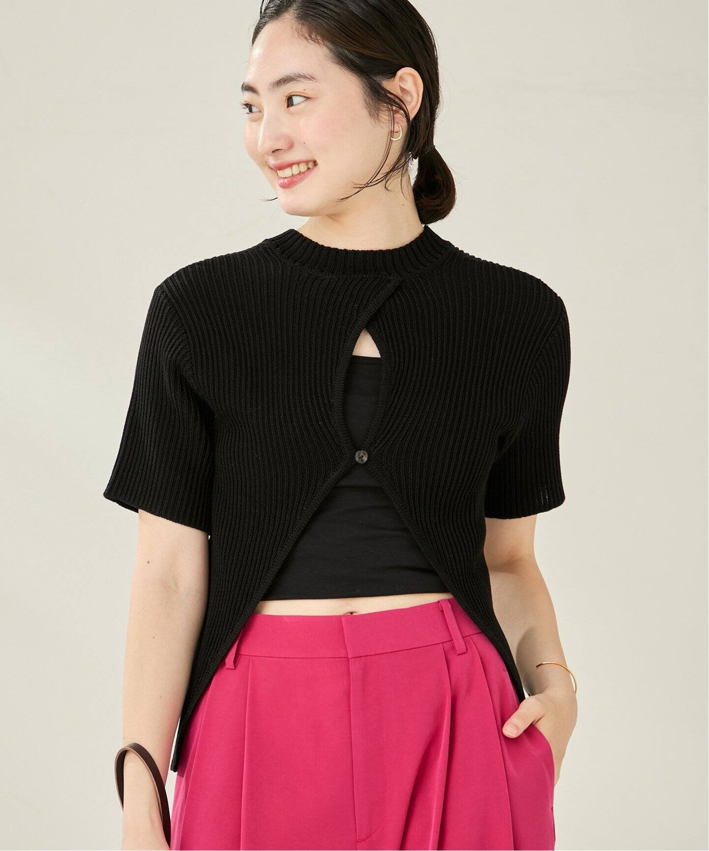 予約》GENES / ジェネス ANIA TOP BLACK トップス（ニット