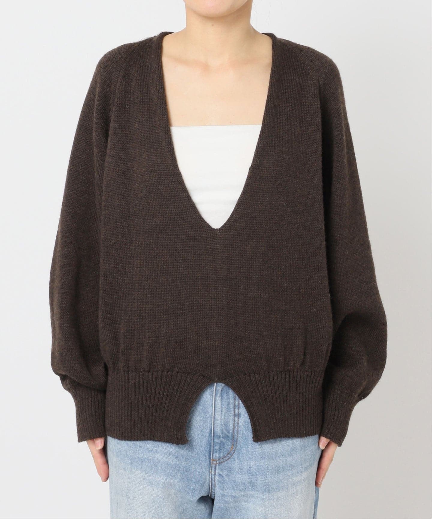 新品 plage プラージュ ニット ブラウン Low V Neck ニット（ニット／セーター）｜Plage（プラージュ）の