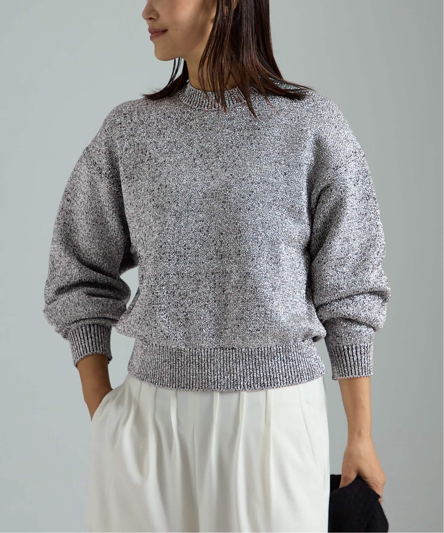 新品同様　VERMELI par iena キラキラニット ラメリリヤーン クルーネックプルオーバー（ニット／セーター