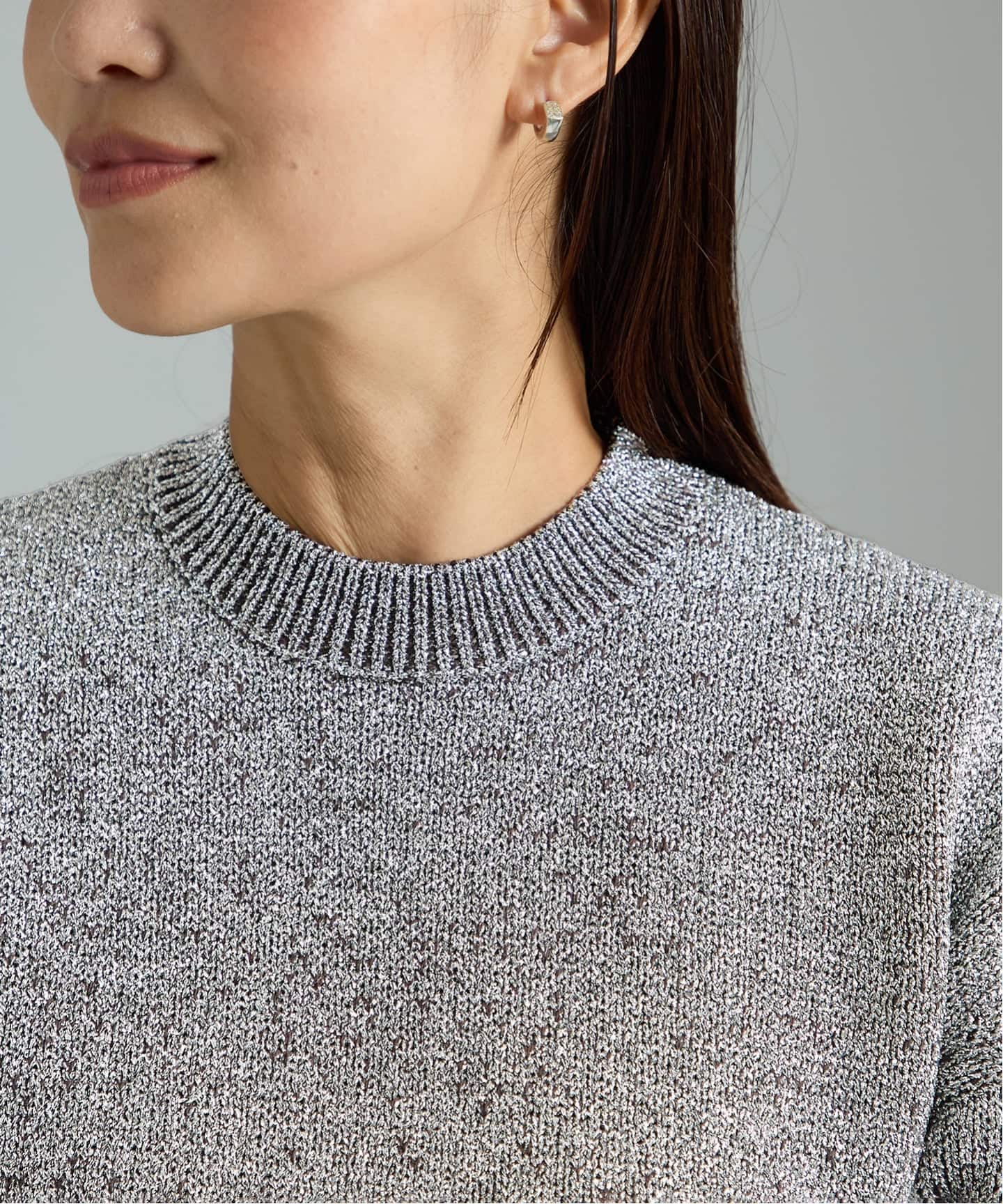 ラメリリヤーン クルーネックプルオーバー（ニット／セーター