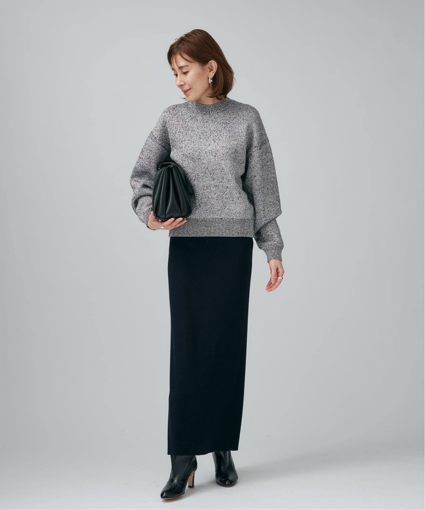 ラメリリヤーン クルーネックプルオーバー（ニット／セーター