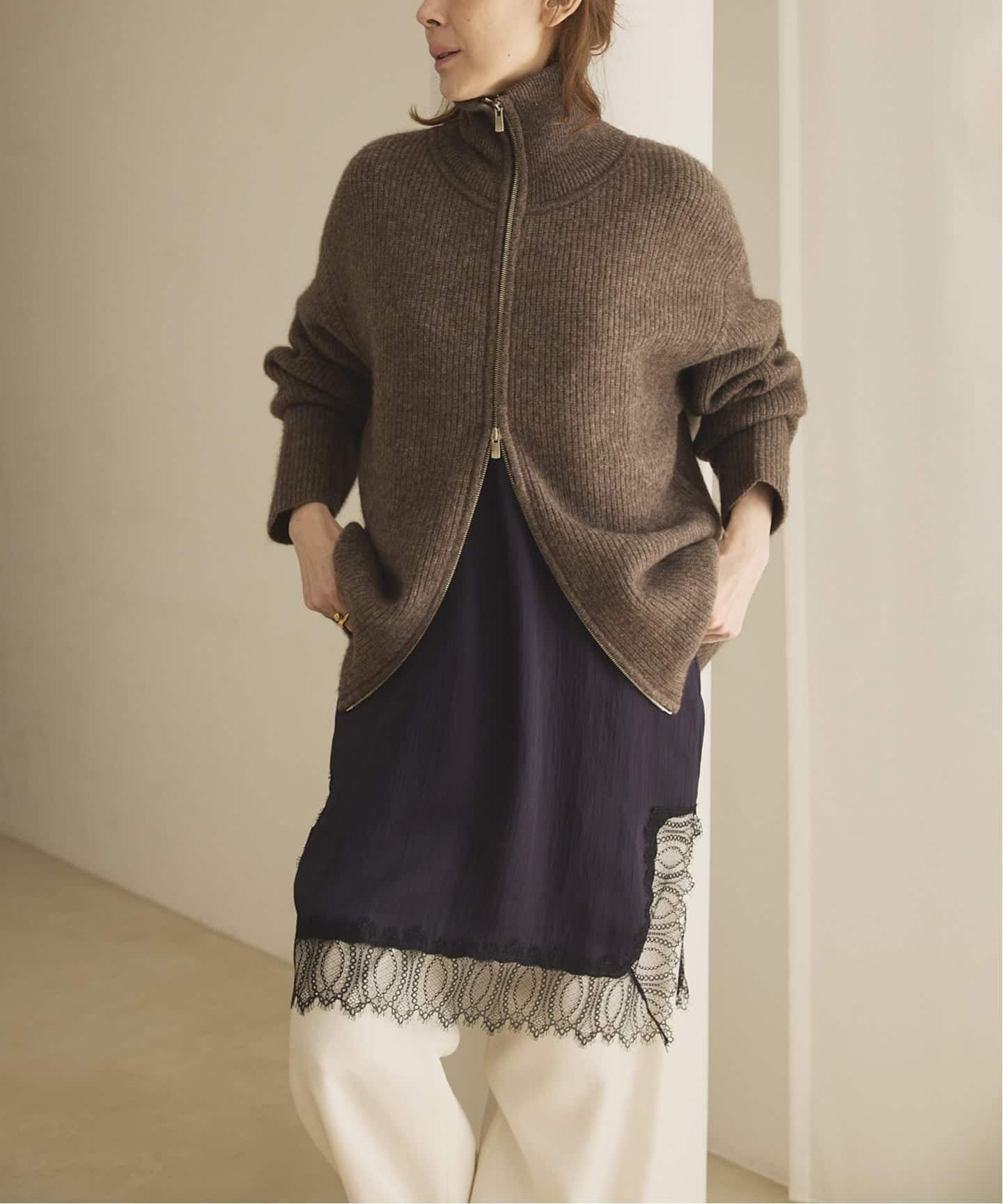 woolyakmix knit ZIPカーディガン（カーディガン）｜VERMEIL par iena