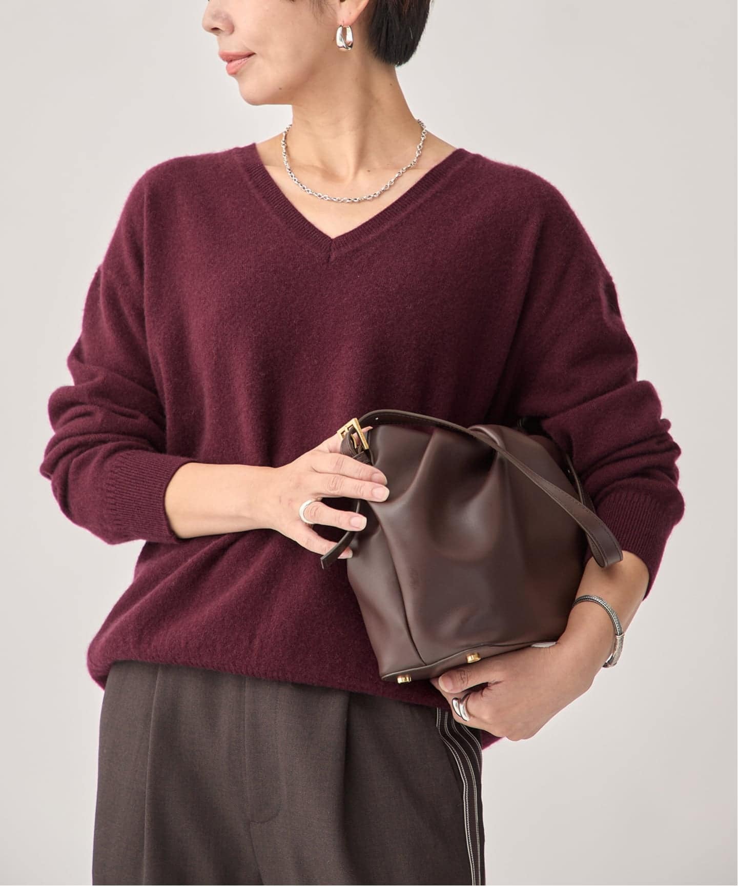 予約》Cashmere100 Vネック knit（ニット／セーター）｜VERMEIL