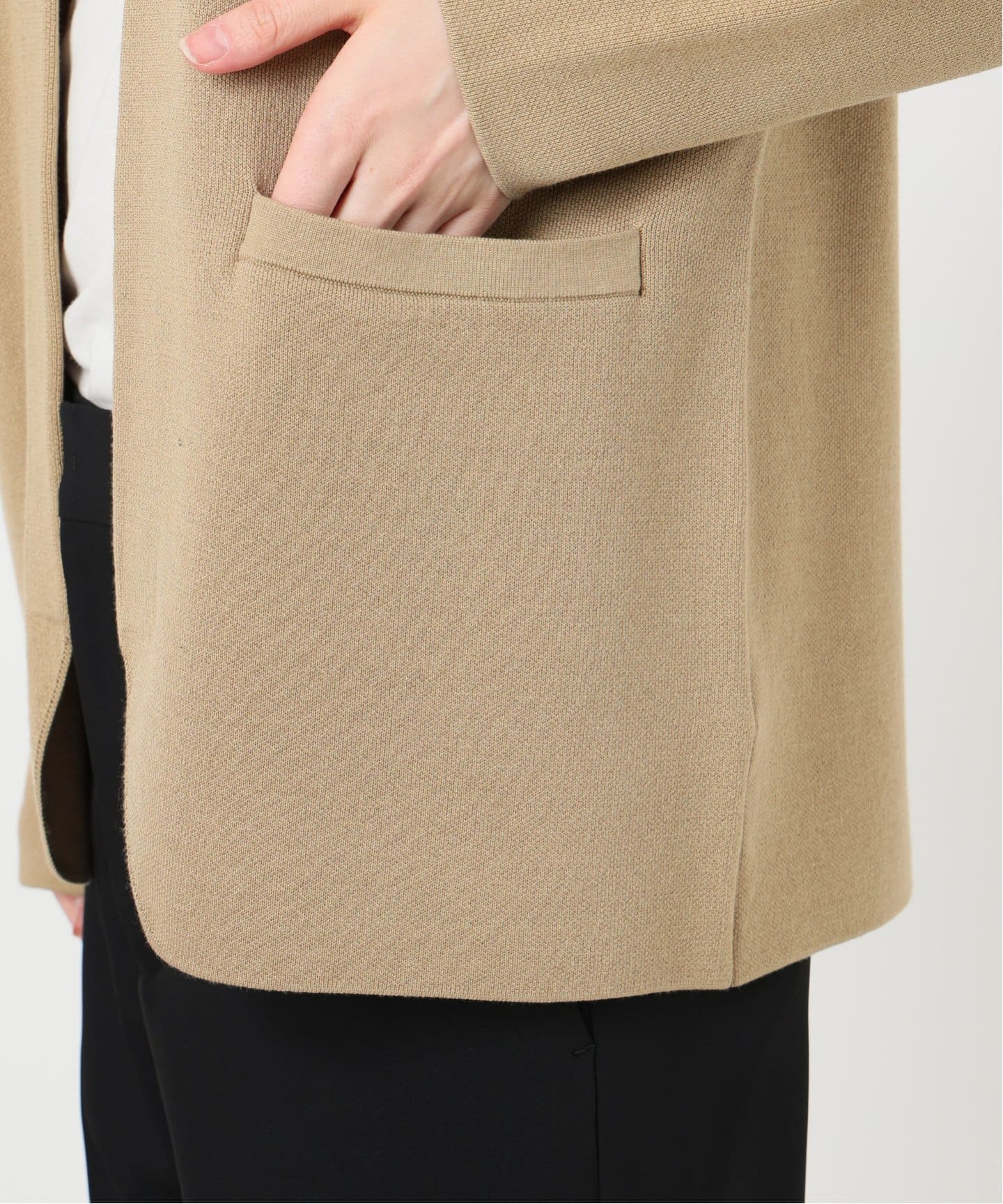 VERMEIL par iena　バイカラー　ノーカラージャケット　カーディガン collarless soft knit ジャケット（カーディガン）｜VERMEIL par