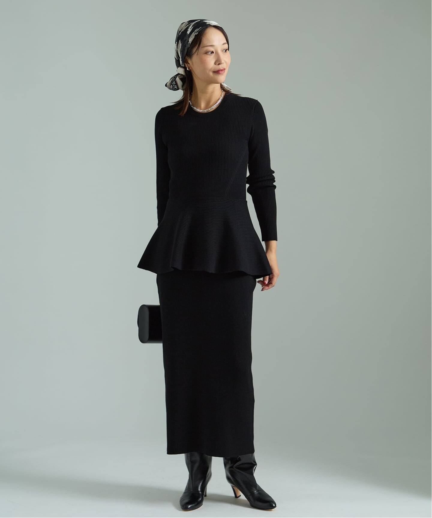 Peplum Rib Knit ワンピース（ニットワンピース）｜VERMEIL par iena