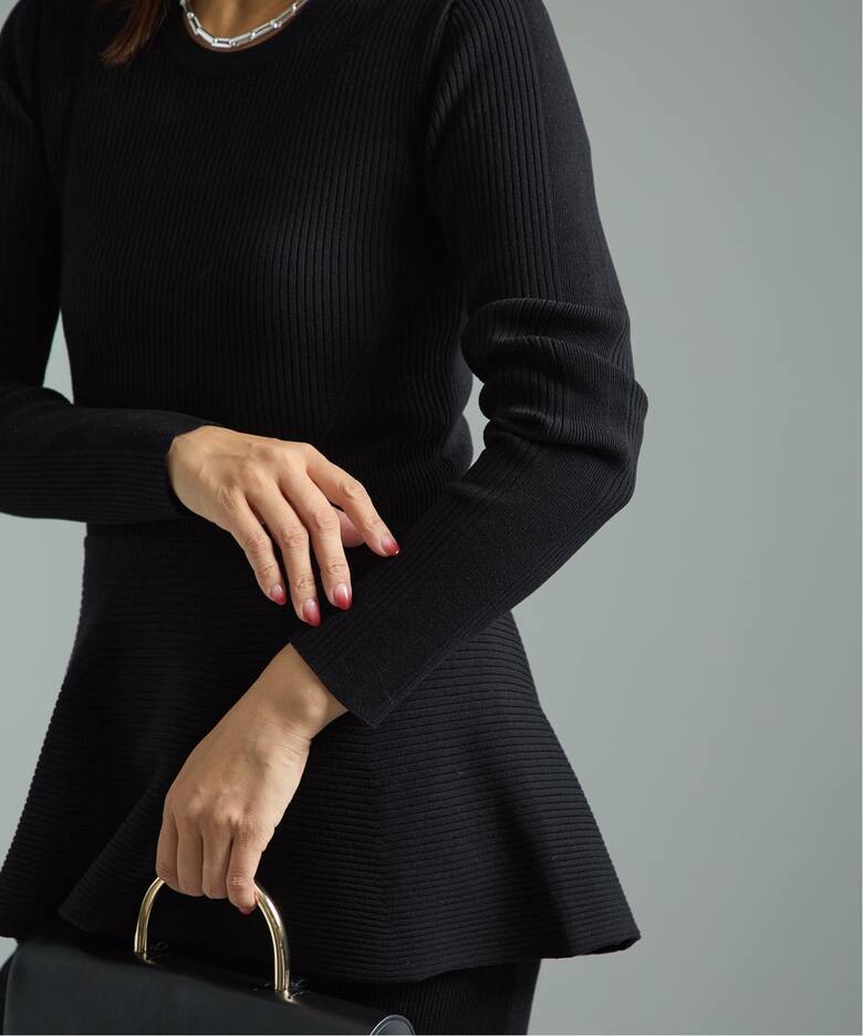 Peplum Rib Knit ワンピース（ニットワンピース）｜VERMEIL par iena 