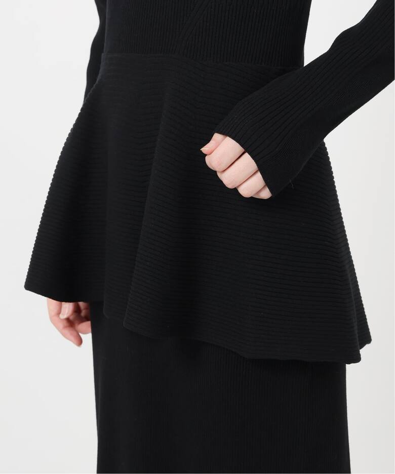 Peplum Rib Knit ワンピース（ニットワンピース）｜VERMEIL par iena 