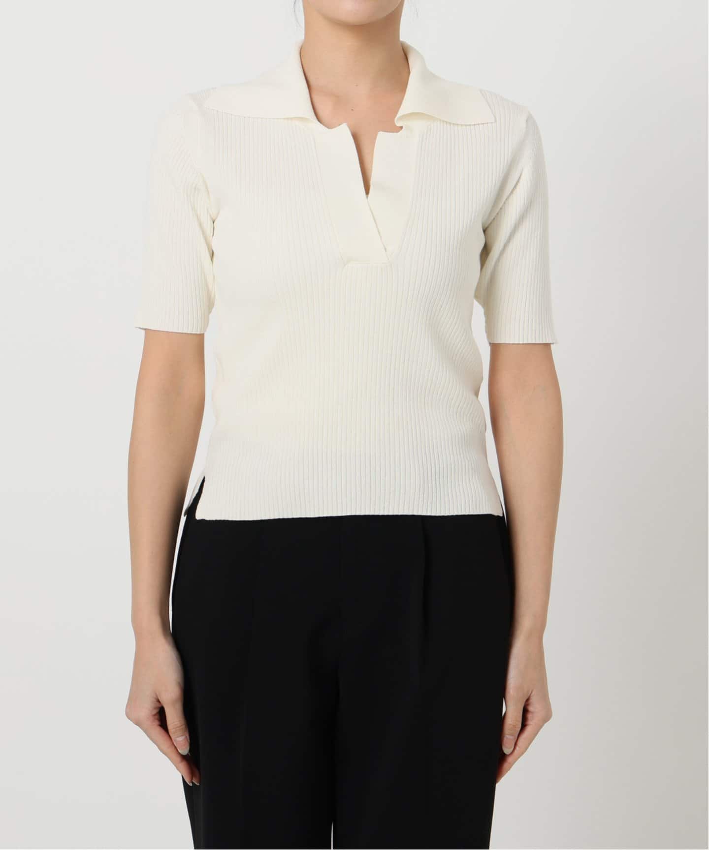 newnow ニューナウ High Gauge Rib Polo Knit リブポロニットセーター 2402KT02 ベージュ M ITSAZZWZP2TS newnow ニューナウ High Gauge Rib Polo Knit リブポロニット
