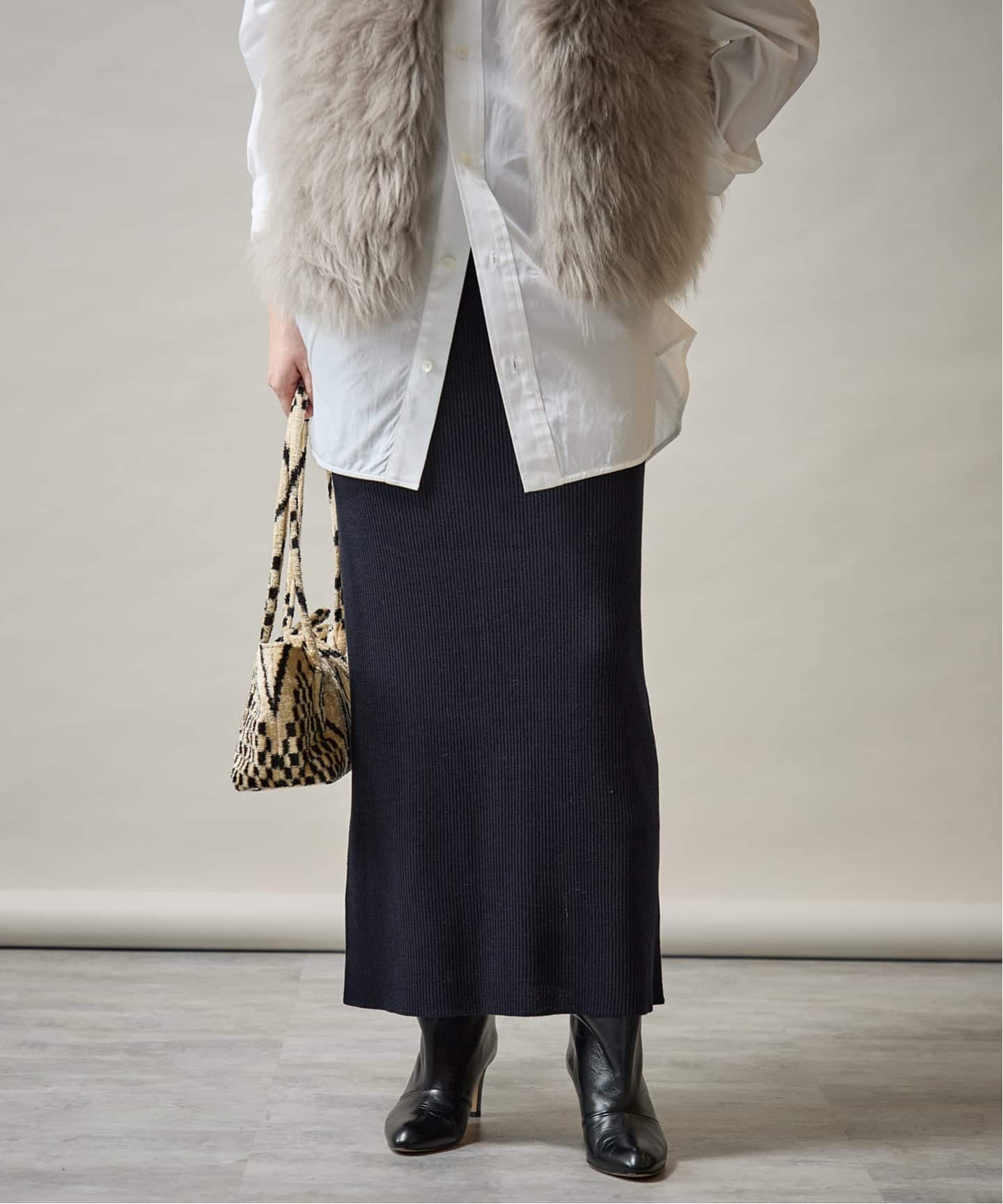 Embraced wool RIB スカート（ロング・マキシ丈スカート）｜VERMEIL