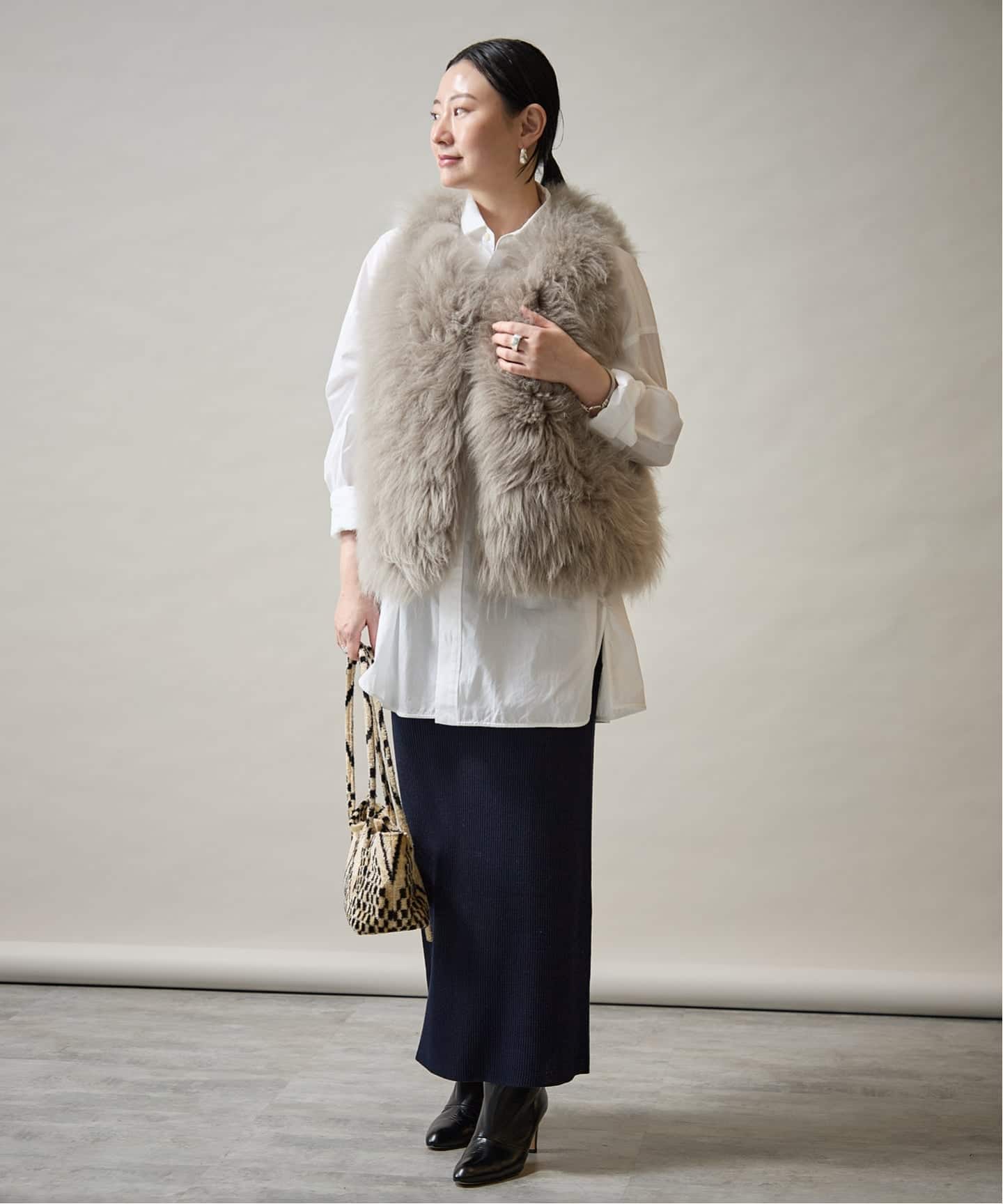 Embraced wool RIB スカート（ロング・マキシ丈スカート）｜VERMEIL