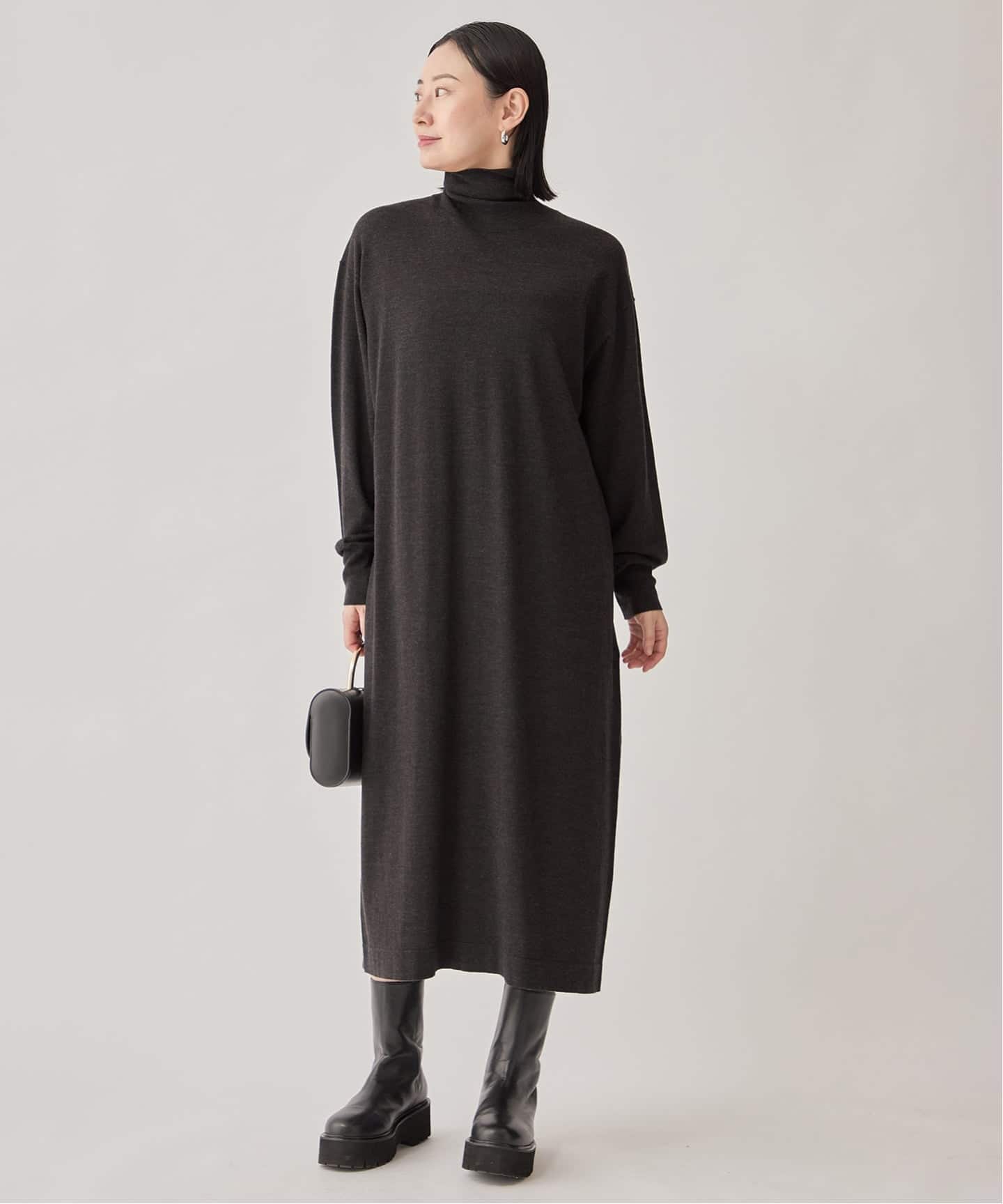 美品✨ヴェルメイユパーイエナ ニットワンピース 前後2way ロング ブラウン 予約》GLOW wool knit ワンピース（ニットワンピース）｜VERMEIL