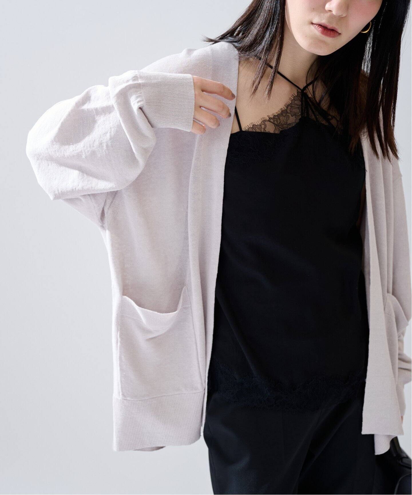 Linen knit topper カーディガン（カーディガン）｜VERMEIL par