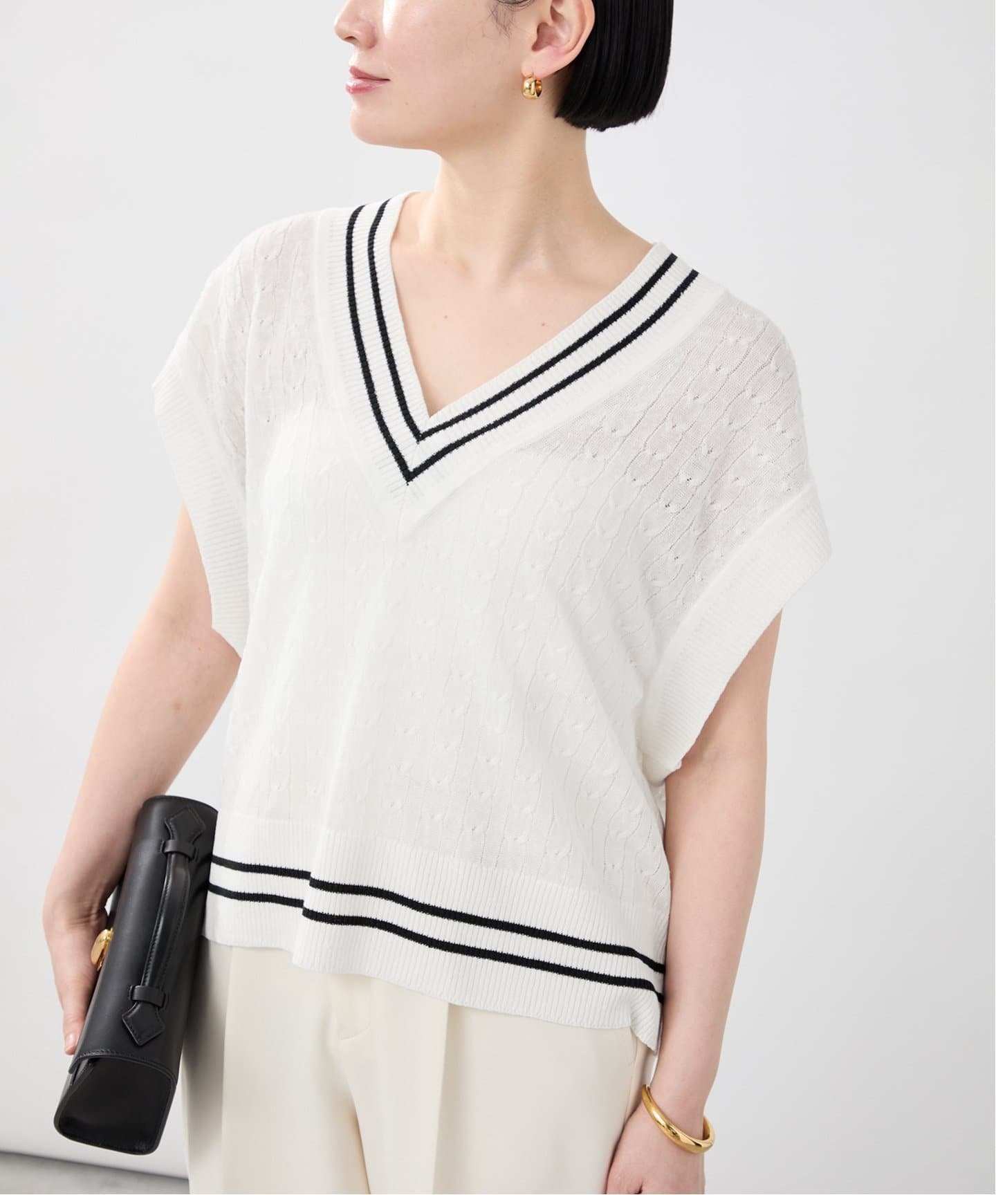 24SSVERMEIL par iena ストローヤーンワイドメッシュベスト 24SSVERMEIL par iena ストローヤーンワイドメッシュベスト