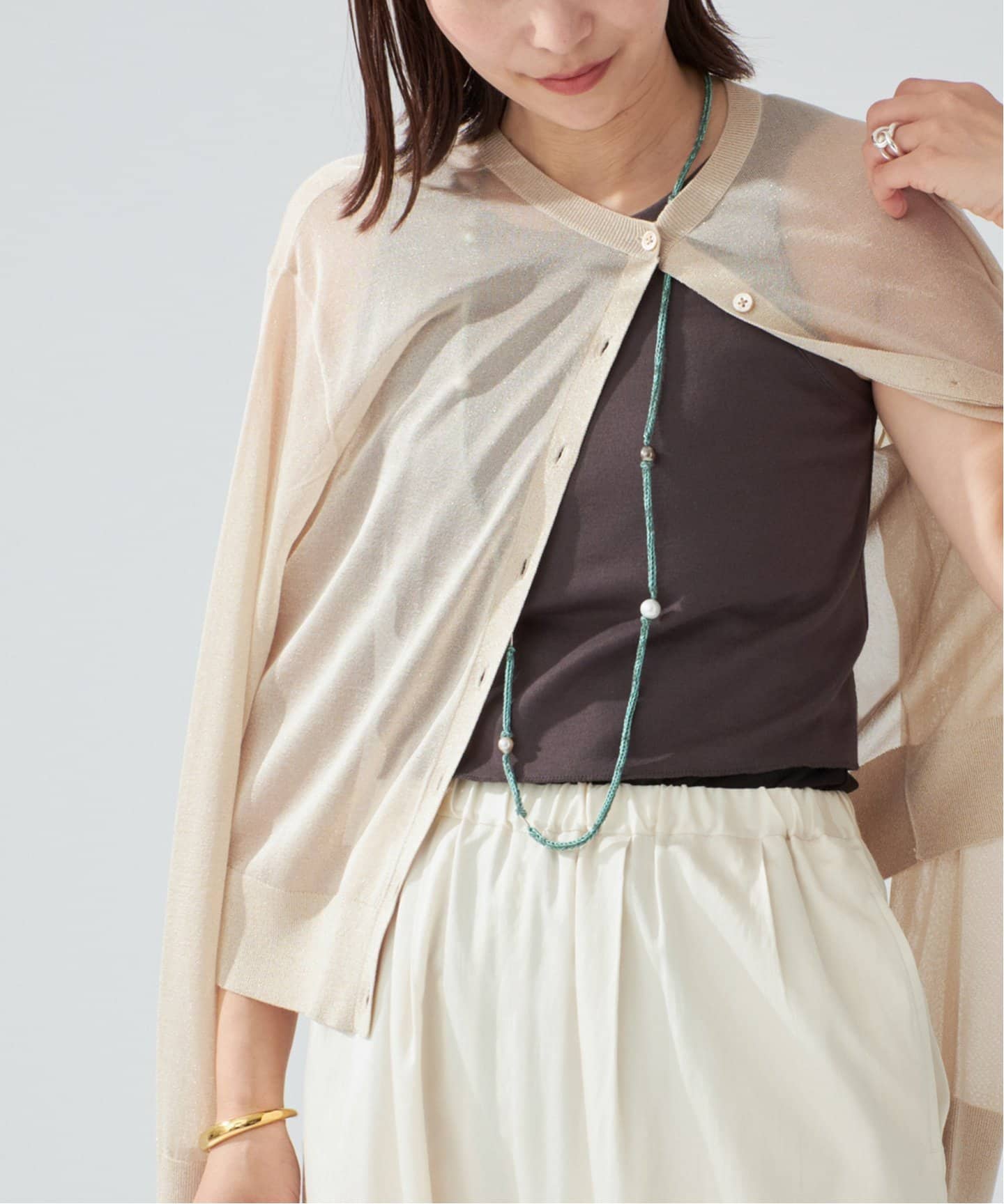 IENA - ヴェルメイユパーイエナ　カーディガン Luxe Sheer Knit Short カーディガン（カーディガン）｜VERMEIL par