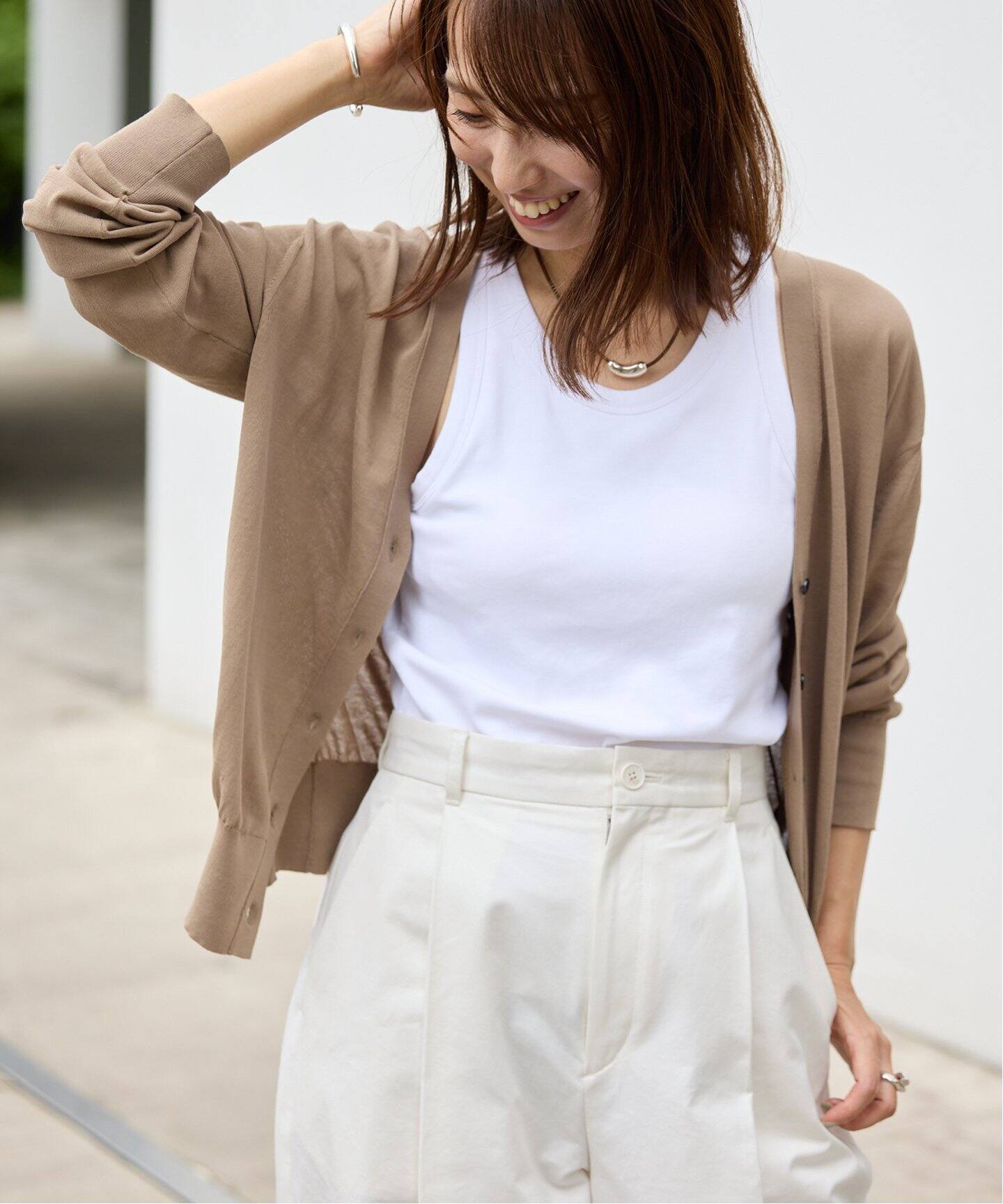 有名ブランド ICE Vネックカーディガン（カーディガン Knit Cotton Feel トップス