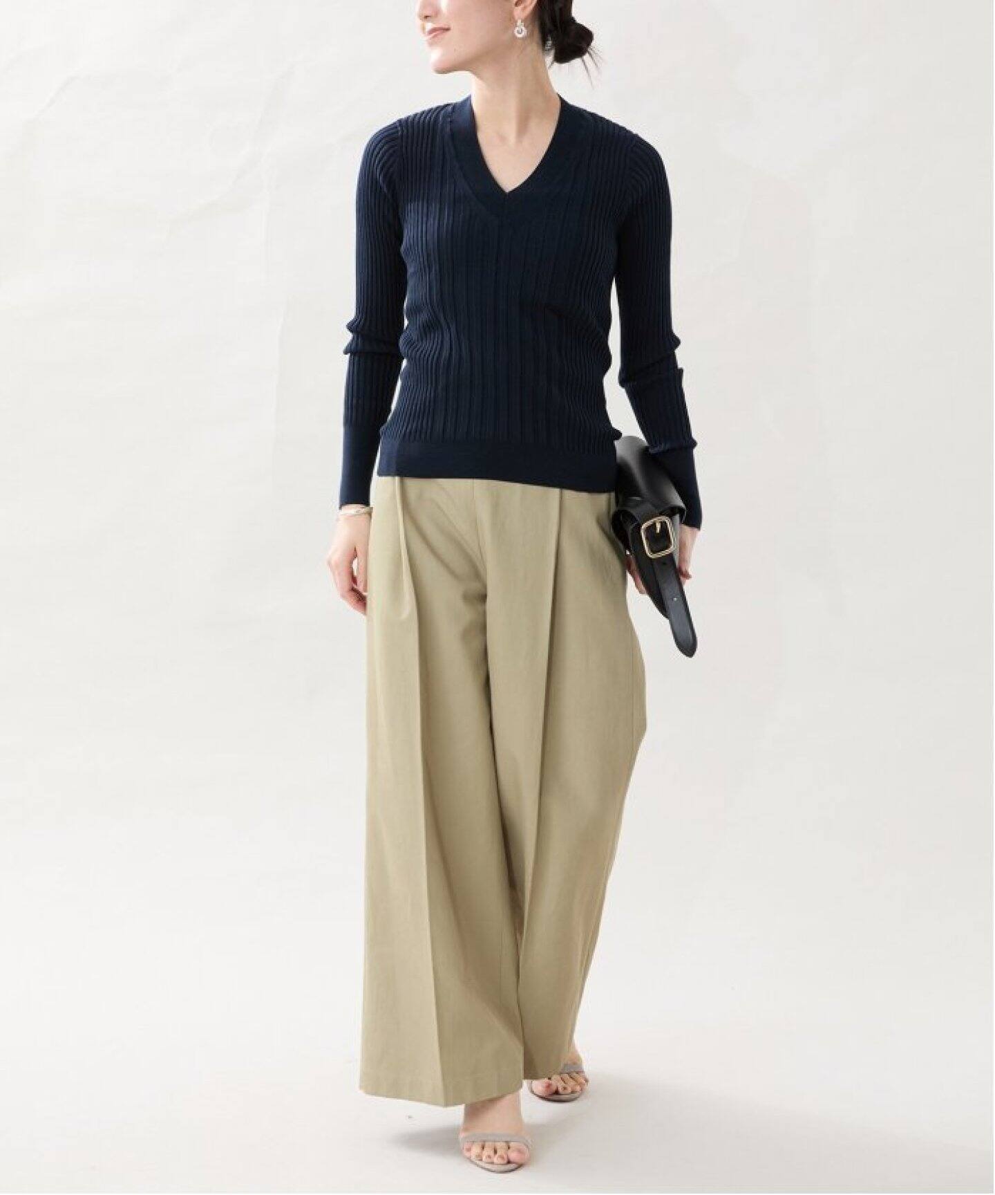 WEB限定/追加》イタリア糸 RIB Vネックプルオーバー（ニット／セーター  