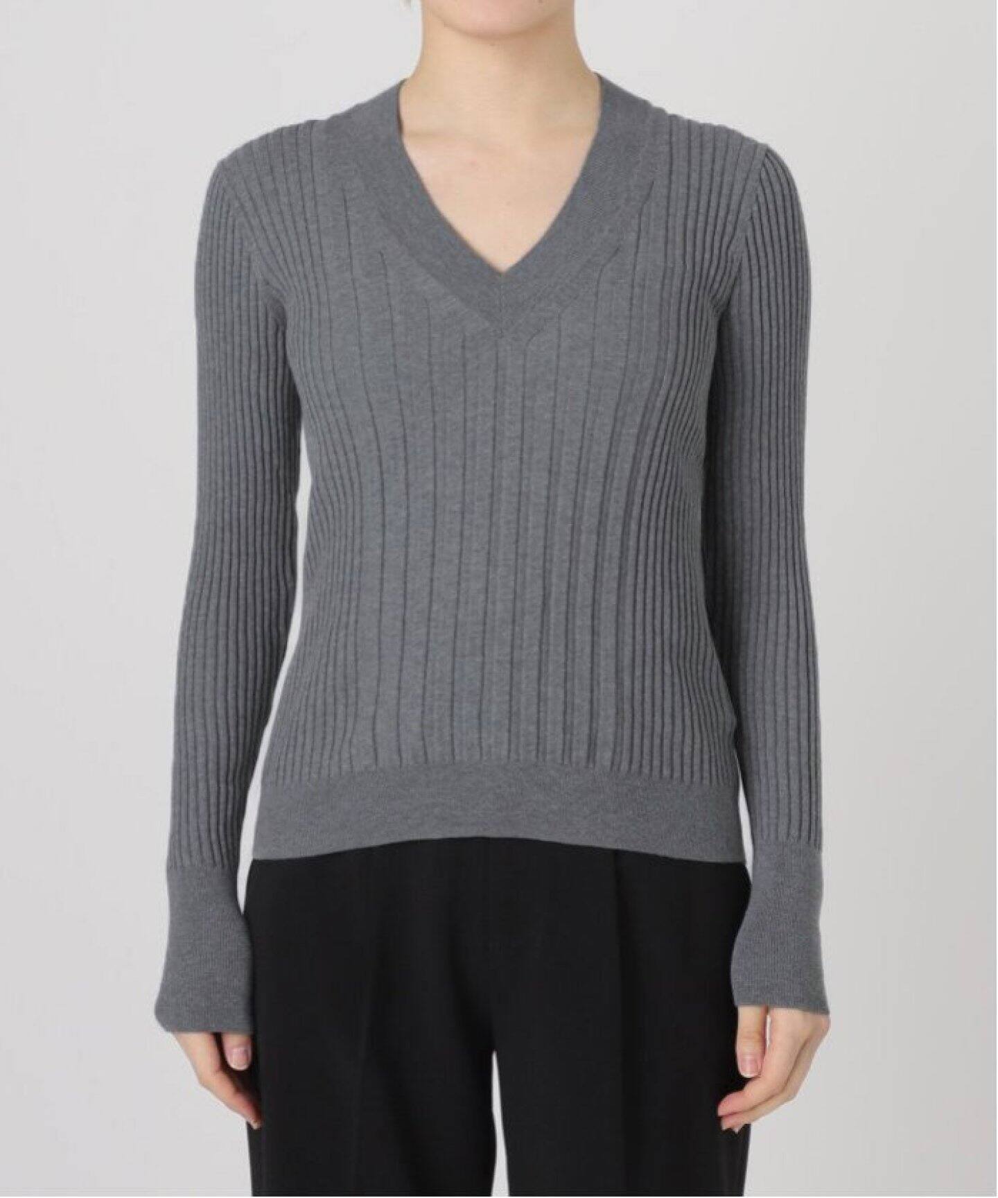 WEB限定/追加》イタリア糸 RIB Vネックプルオーバー（ニット／セーター  