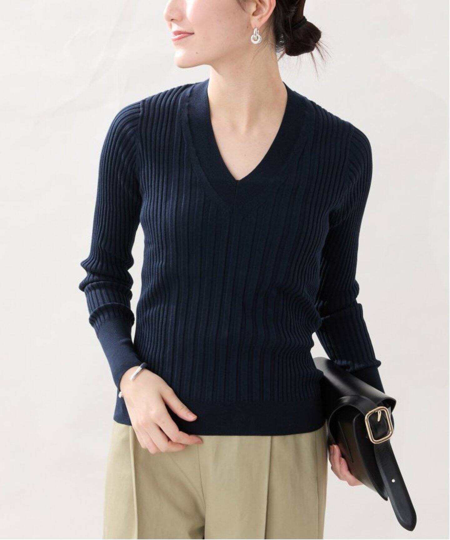 WEB限定/追加》イタリア糸 RIB Vネックプルオーバー（ニット／セーター  
