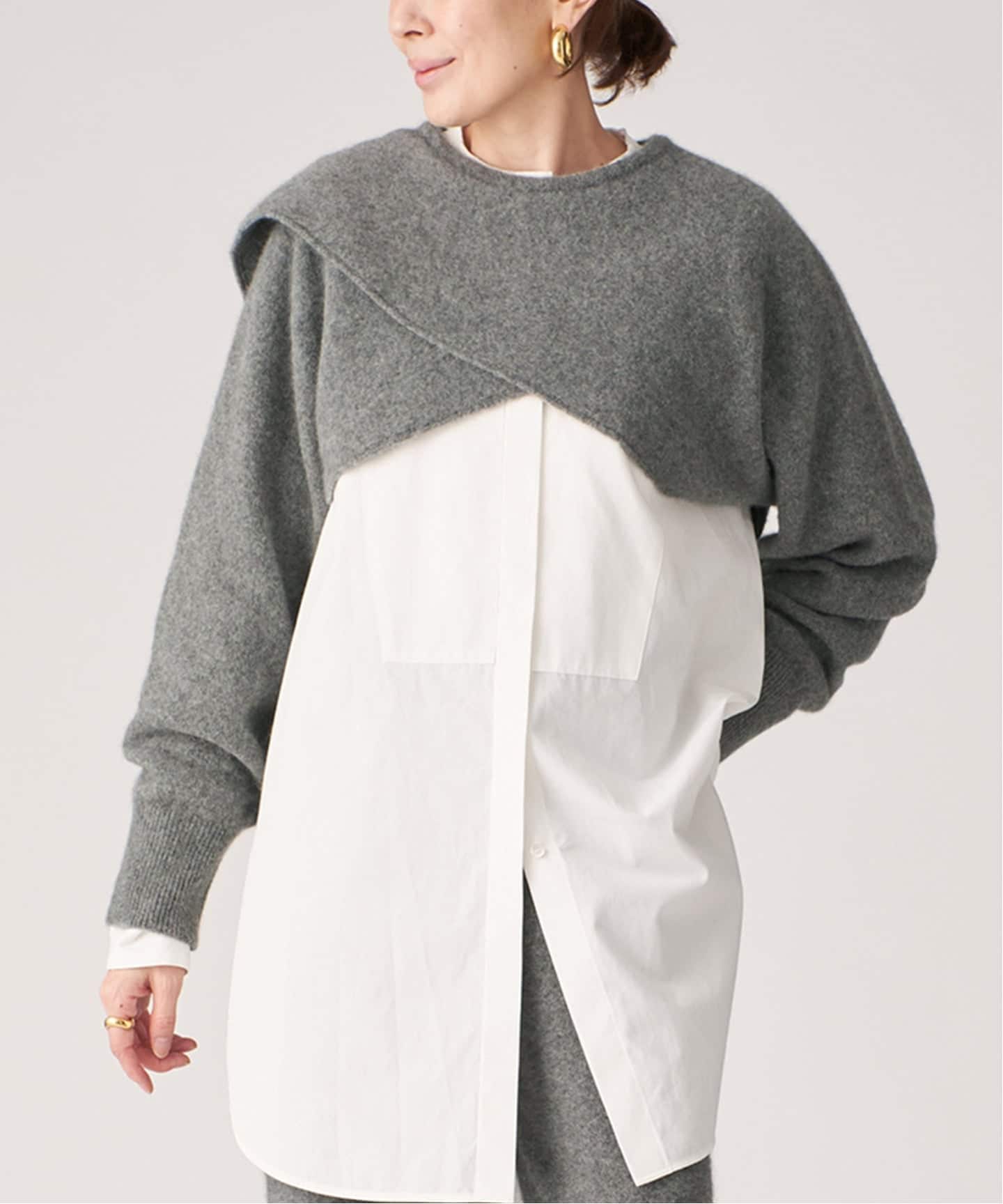 enrica エンリカ　フレアニットトップス　グレー　IENA enrica/エンリカ フレアニットトップス（ニット／セーター）｜IENA