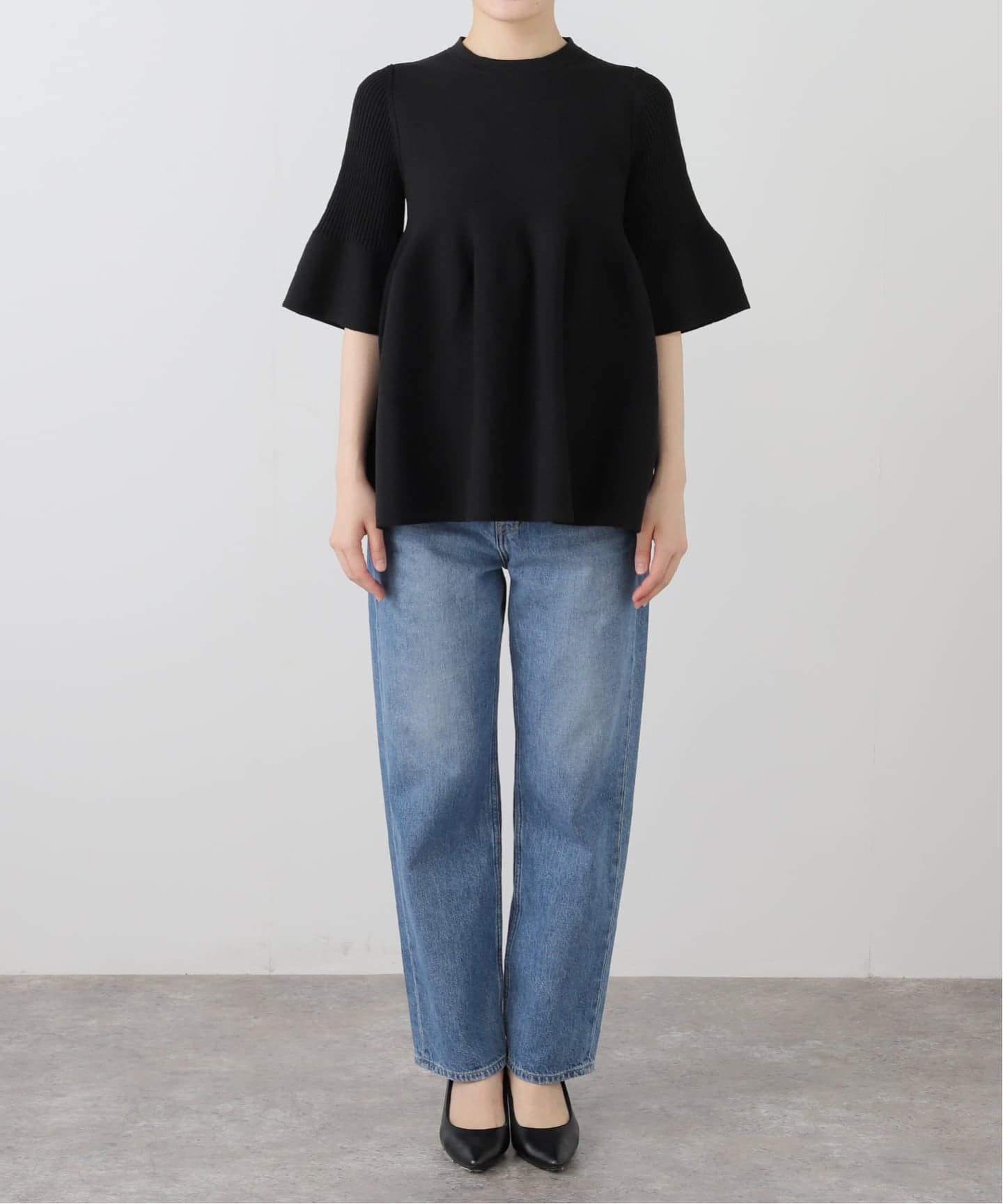 ［maybe］暗黒の8月 Room no.8 ルームエイト BLACK CO GATHER TOPS BR8KN-233