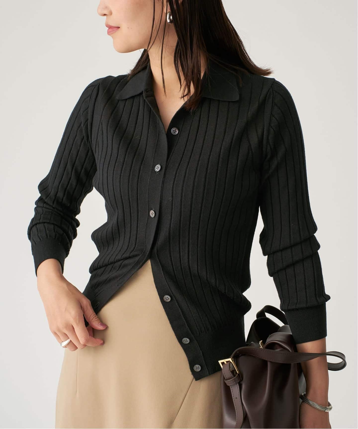 SLOANE スローン 18Gワイドリブポロカーディガン SL10W-9 44