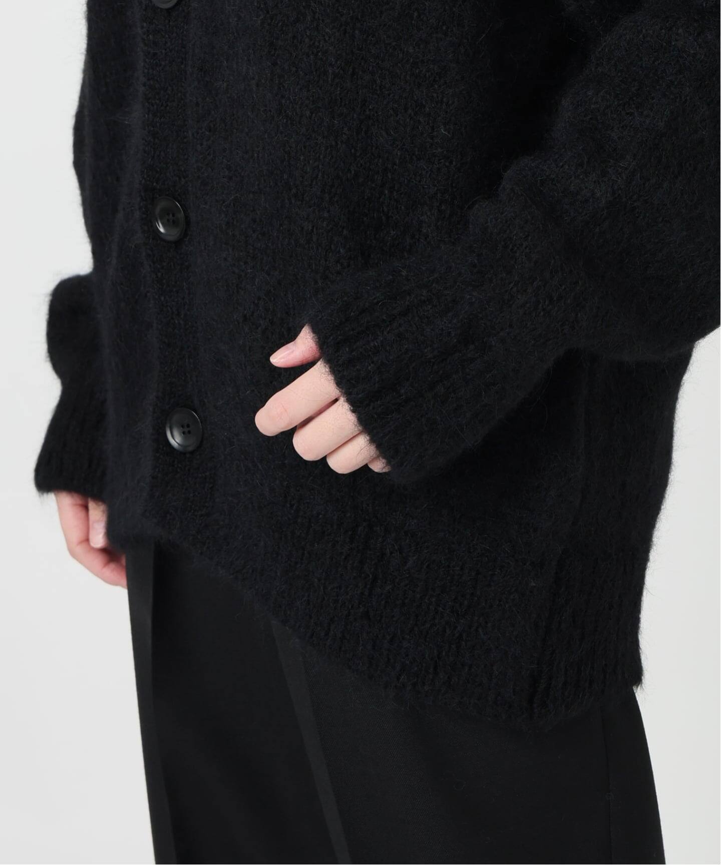 OHGA 2023AW コーディガン アルパカ アンゴラ 黒 オーバーサイズ SLOANE スローン 3G天竺アルパカxウール Vネックカーディガン SL10W