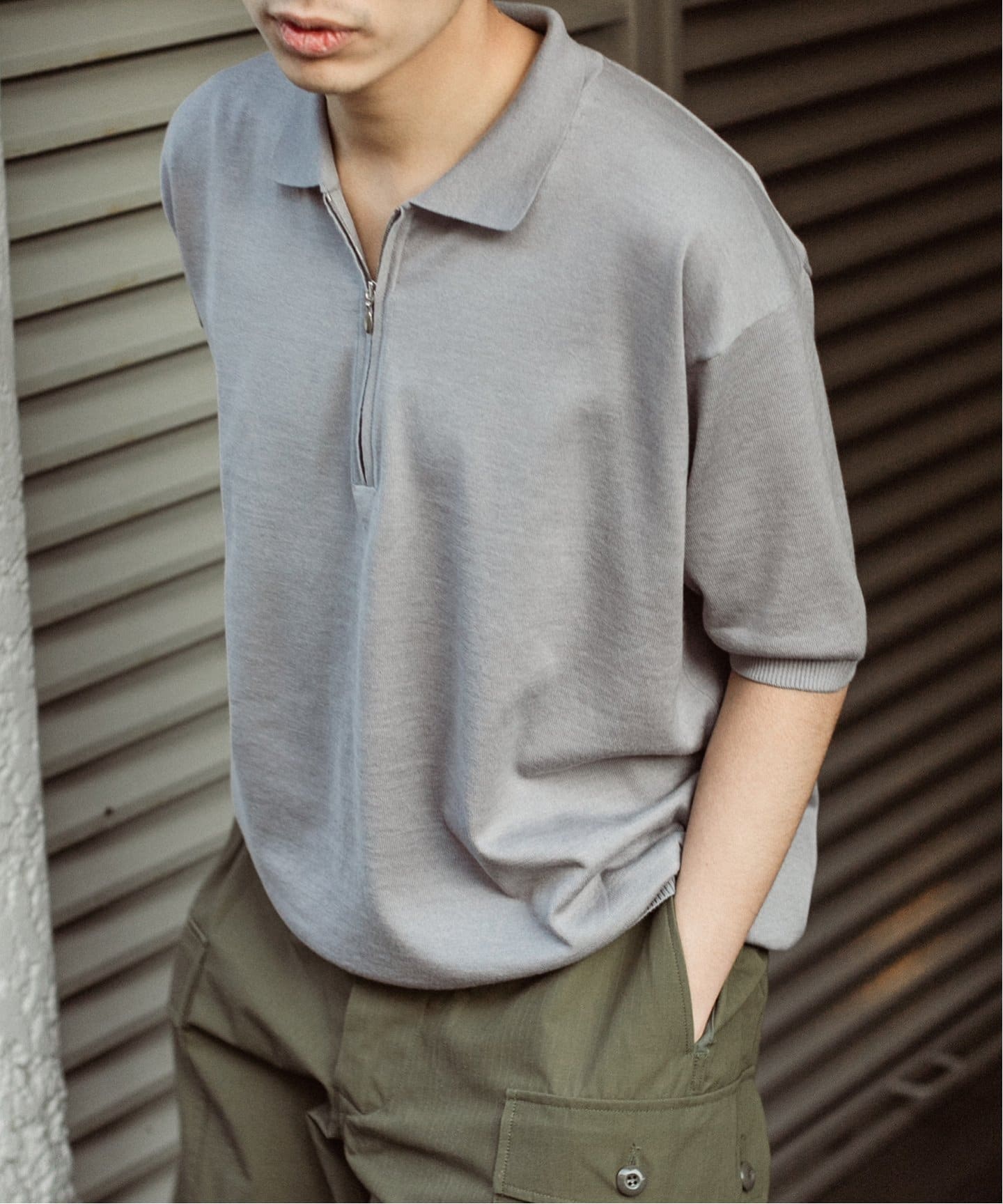 トップス HERILL 25SS COTTONCASHMERE POLO 2 Herill 'Cotton Cashmere Polo' (Gray) – C'H'C'M'