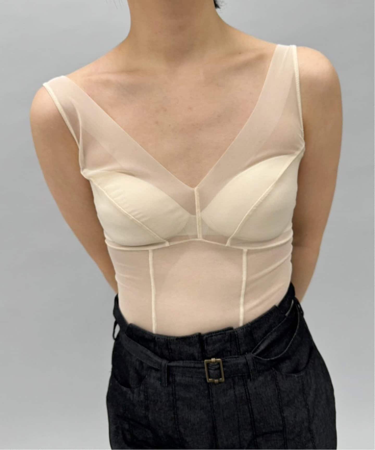 トップス NICE NICE MOMENT MESH BODY SUIT beige NICENICE MOMENT/ナイスナイスモーメント】MESH BODY SUIT