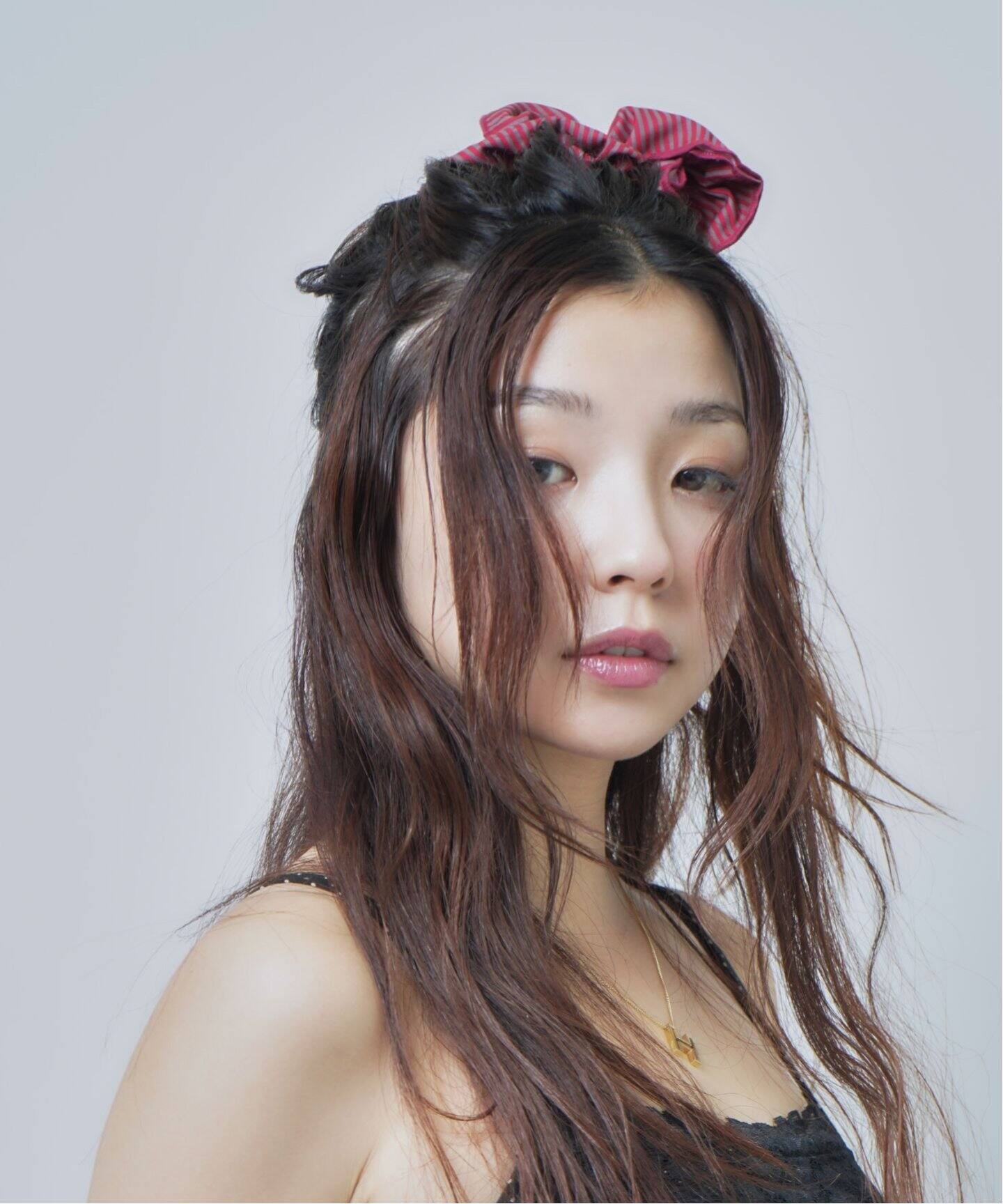 ダークグレー ストライプ シュシュ Jewel VOX シュシュ 黒 レディース ヘアアクセサリー グログラン